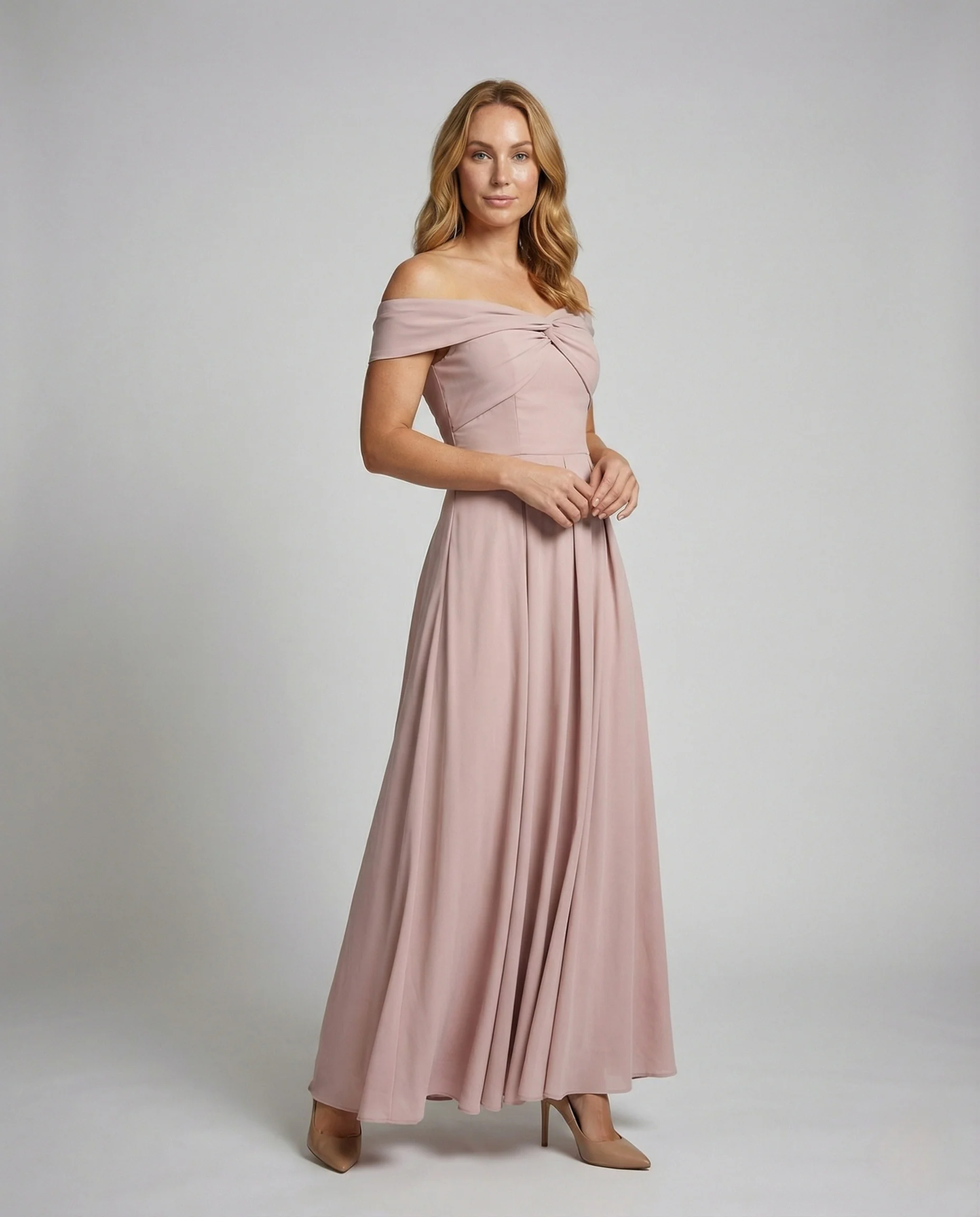 Damen Schulterfreies Abendkleid mit Drapierung