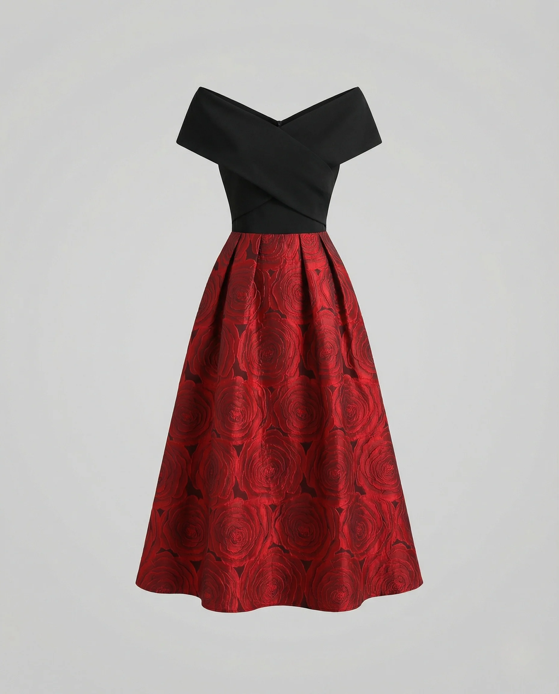 Damen Schulterfreies Abendkleid mit Jacquard-Rock - Image 5