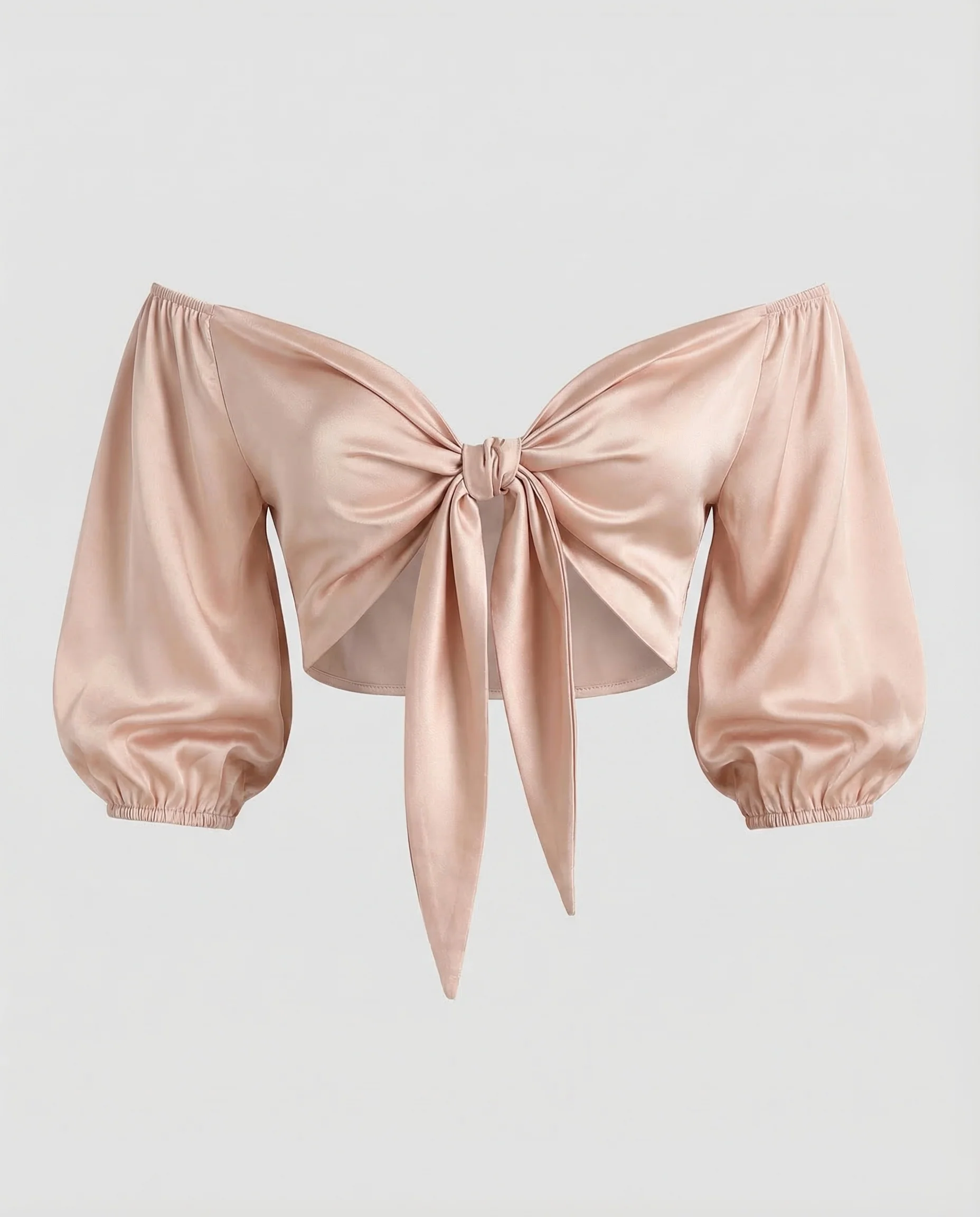 Damen Satin Crop Top Off Shoulder - Image 4
