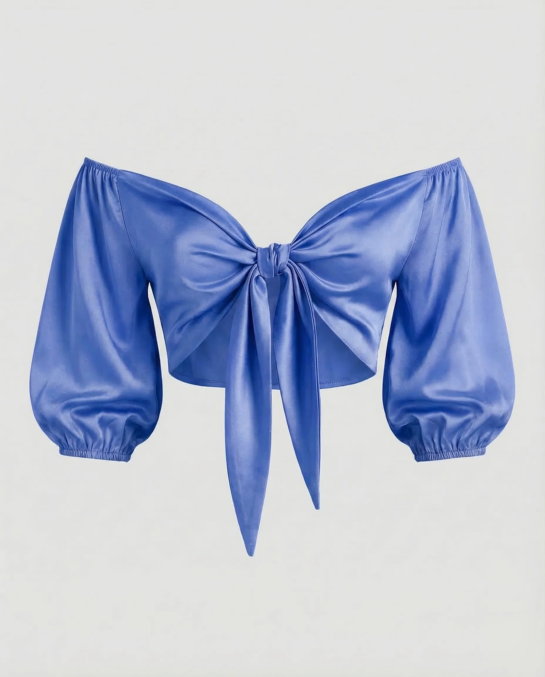 Damen Satin Crop Top Off Shoulder - Image 5