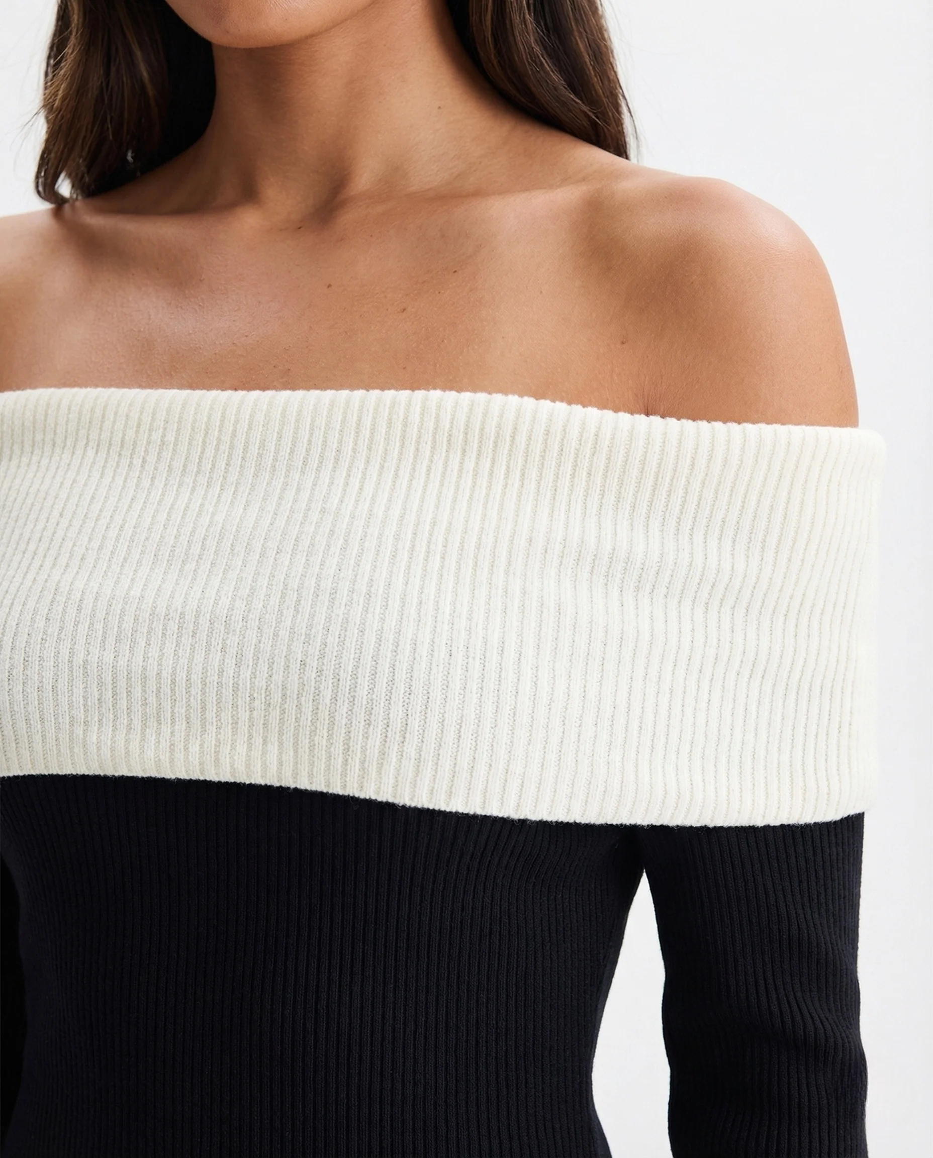 Damen Maxikleid Schulterfrei Glockenärmel - Image 3