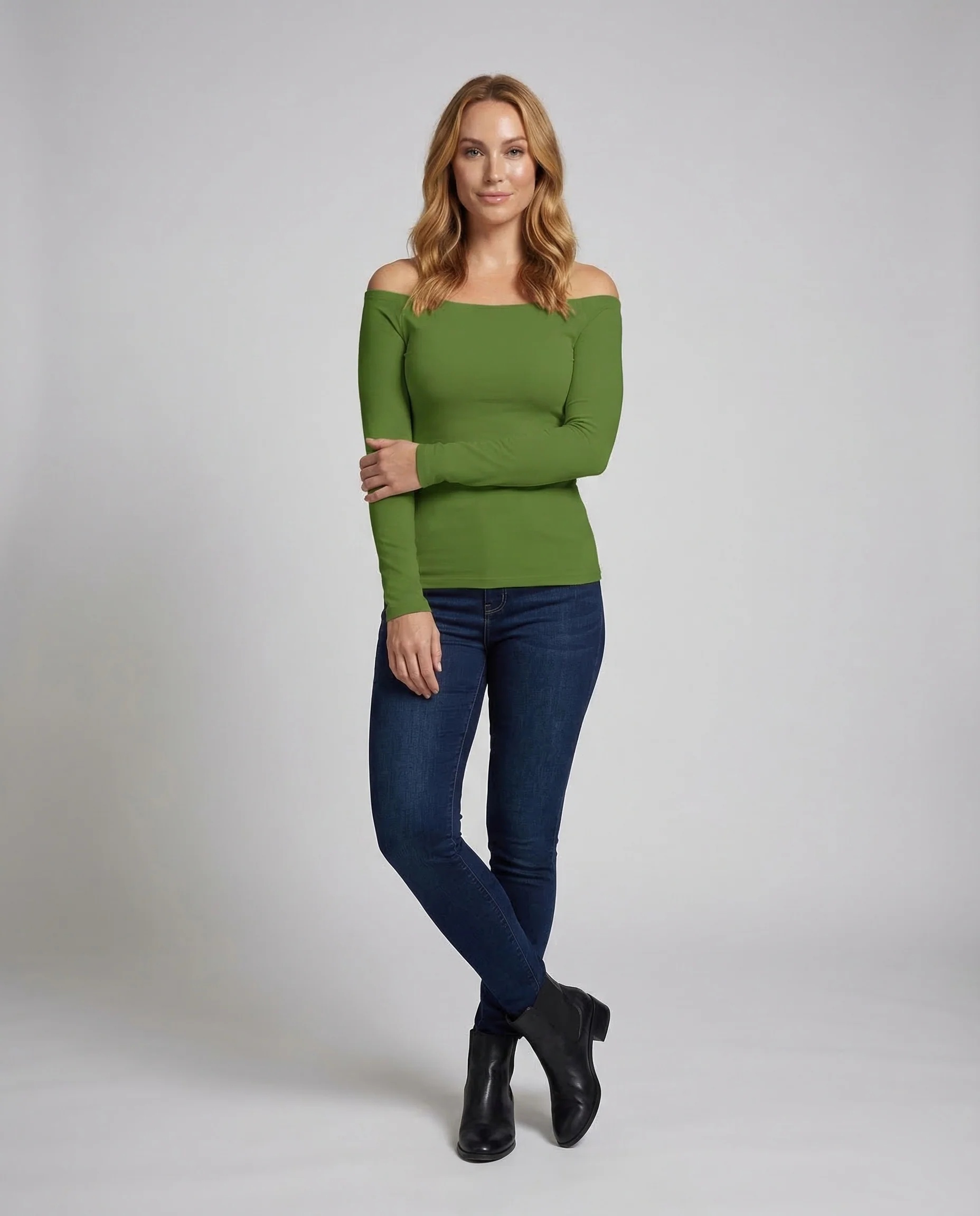 Damen Off Shoulder Shirt Langarm