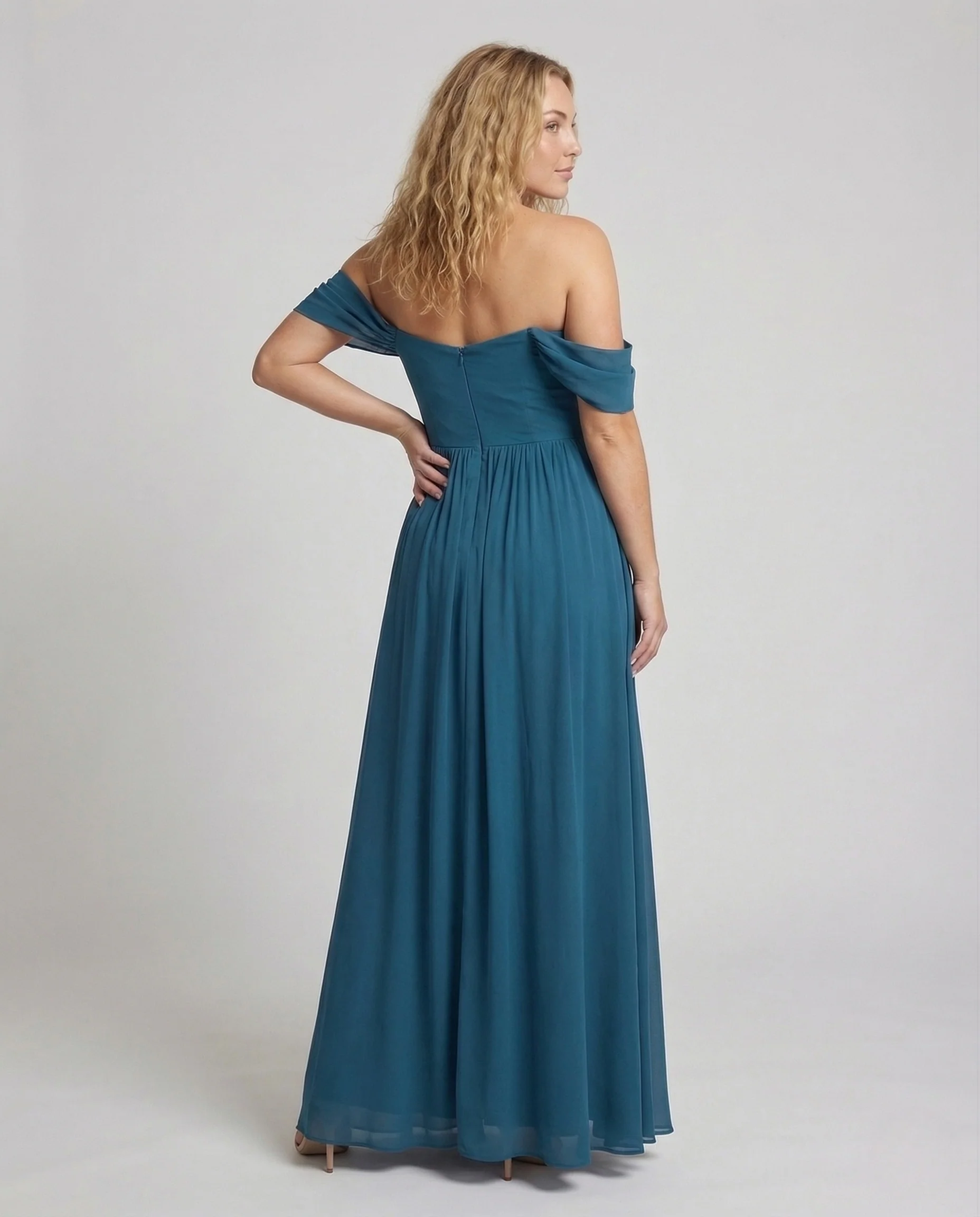 Damen Maxikleid Schulterfrei Herz Ausschnitt - Image 4
