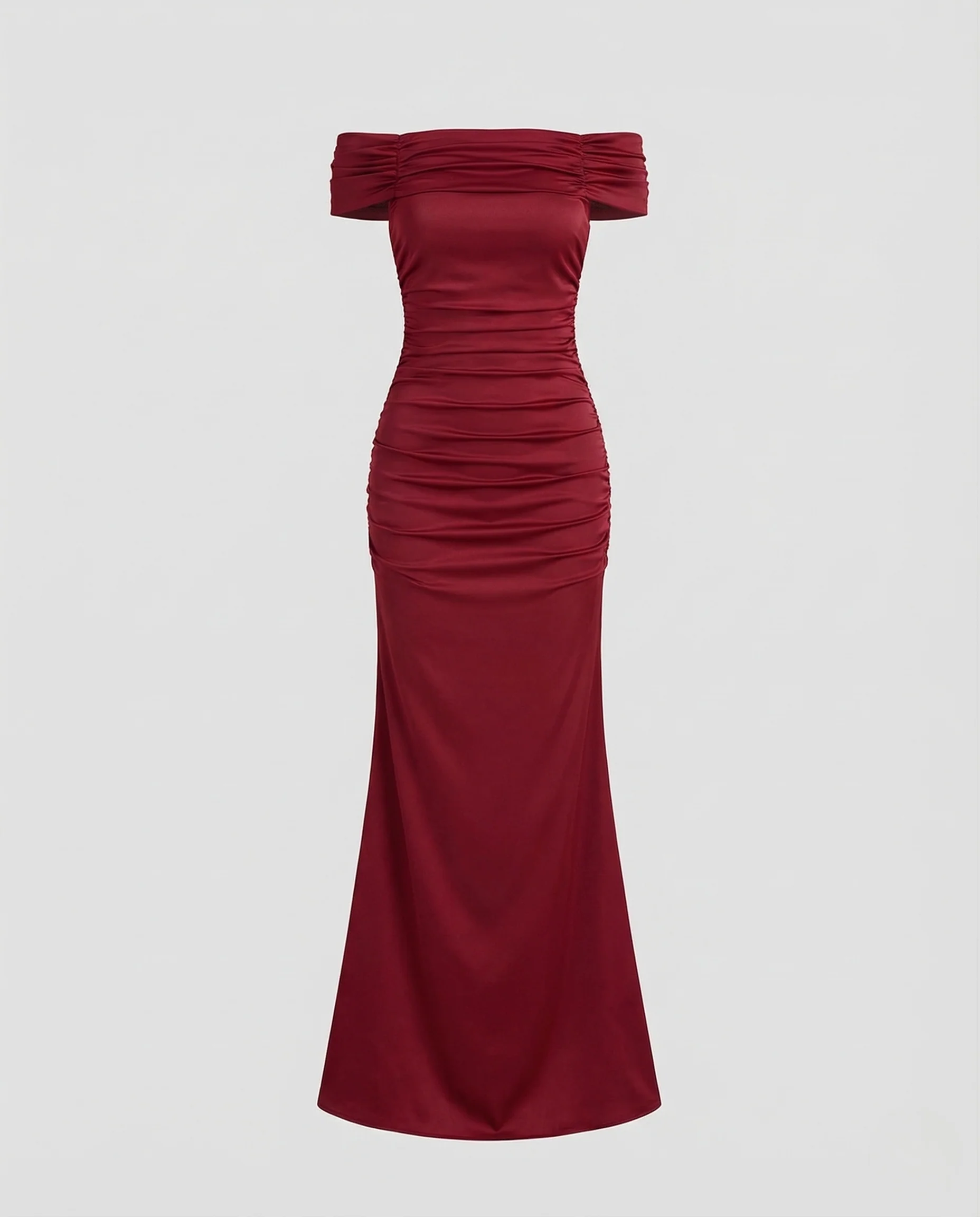 Damen Satin Abendkleid Schulterfrei - Image 5