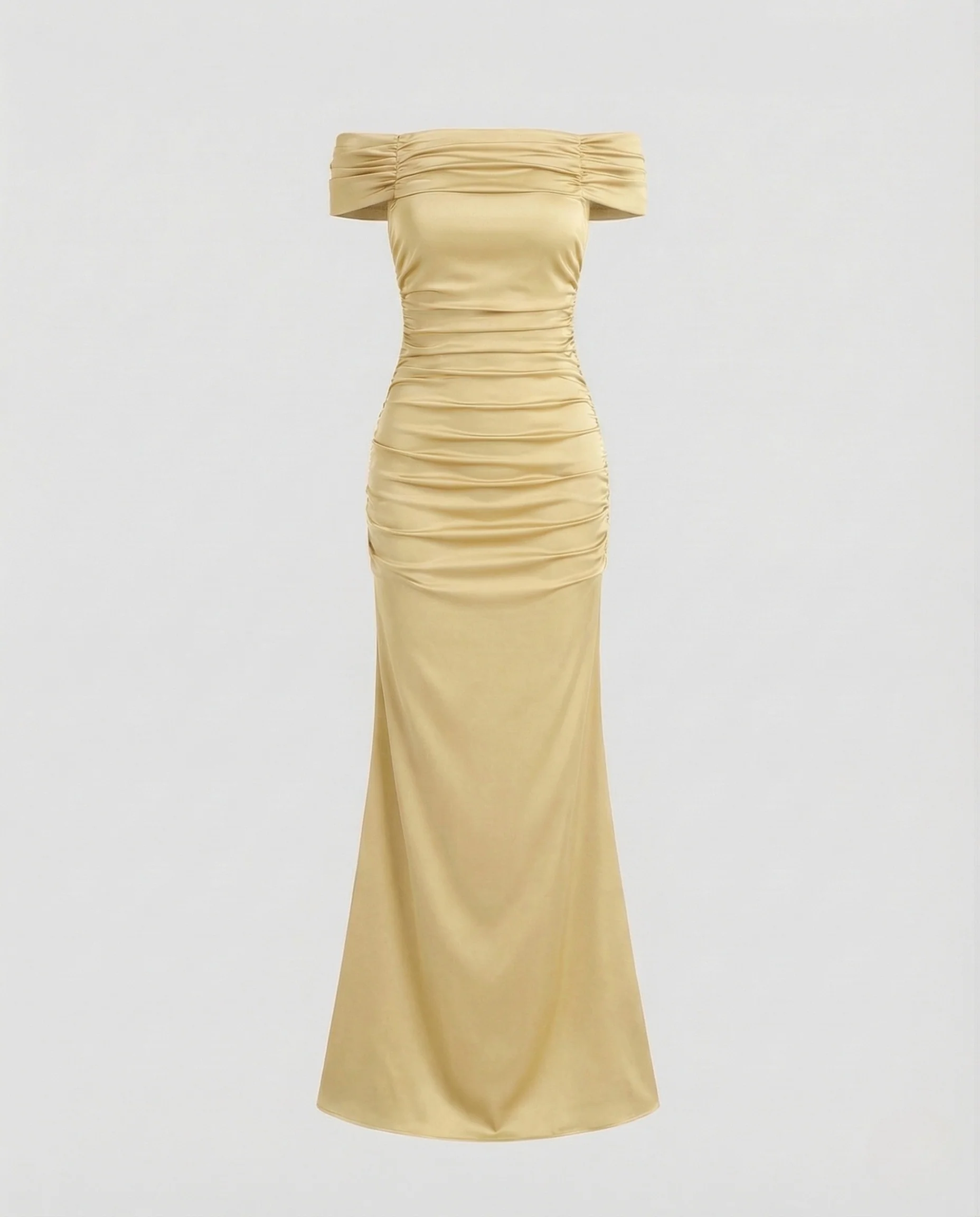 Damen Satin Abendkleid Schulterfrei - Image 6