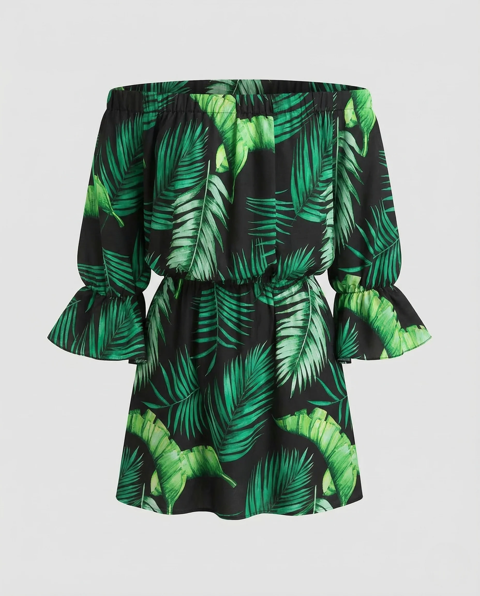 Damen Minikleid Schulterfrei Volant - Image 5