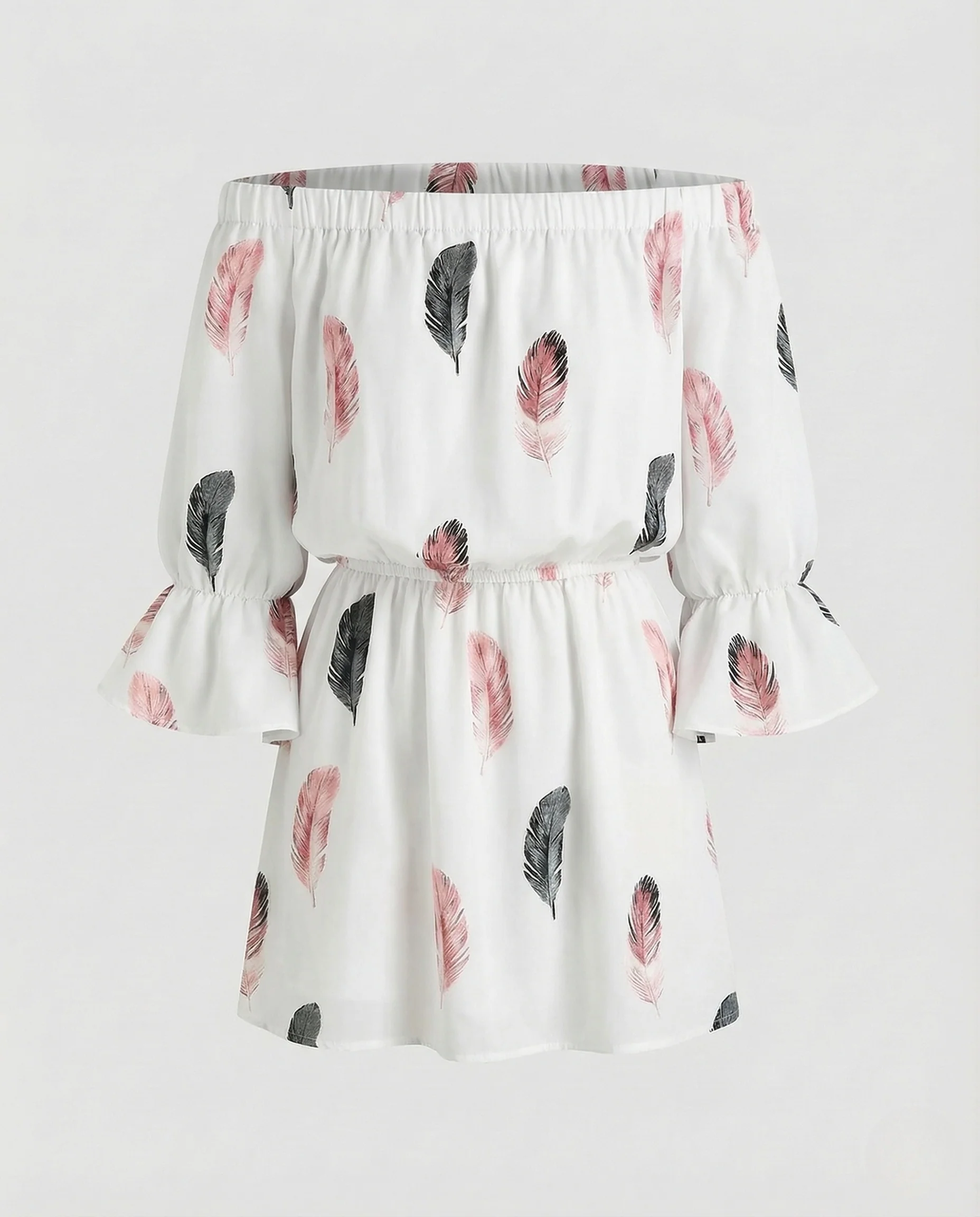 Damen Minikleid Schulterfrei Volant - Image 7
