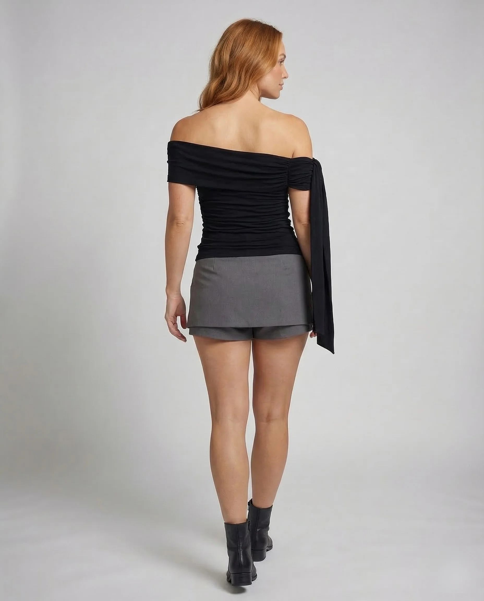 Damen Off Shoulder Top Drapiert - Image 4