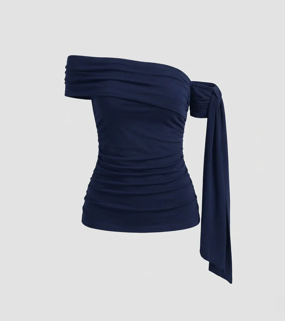 Damen Off Shoulder Top Drapiert - Image 6
