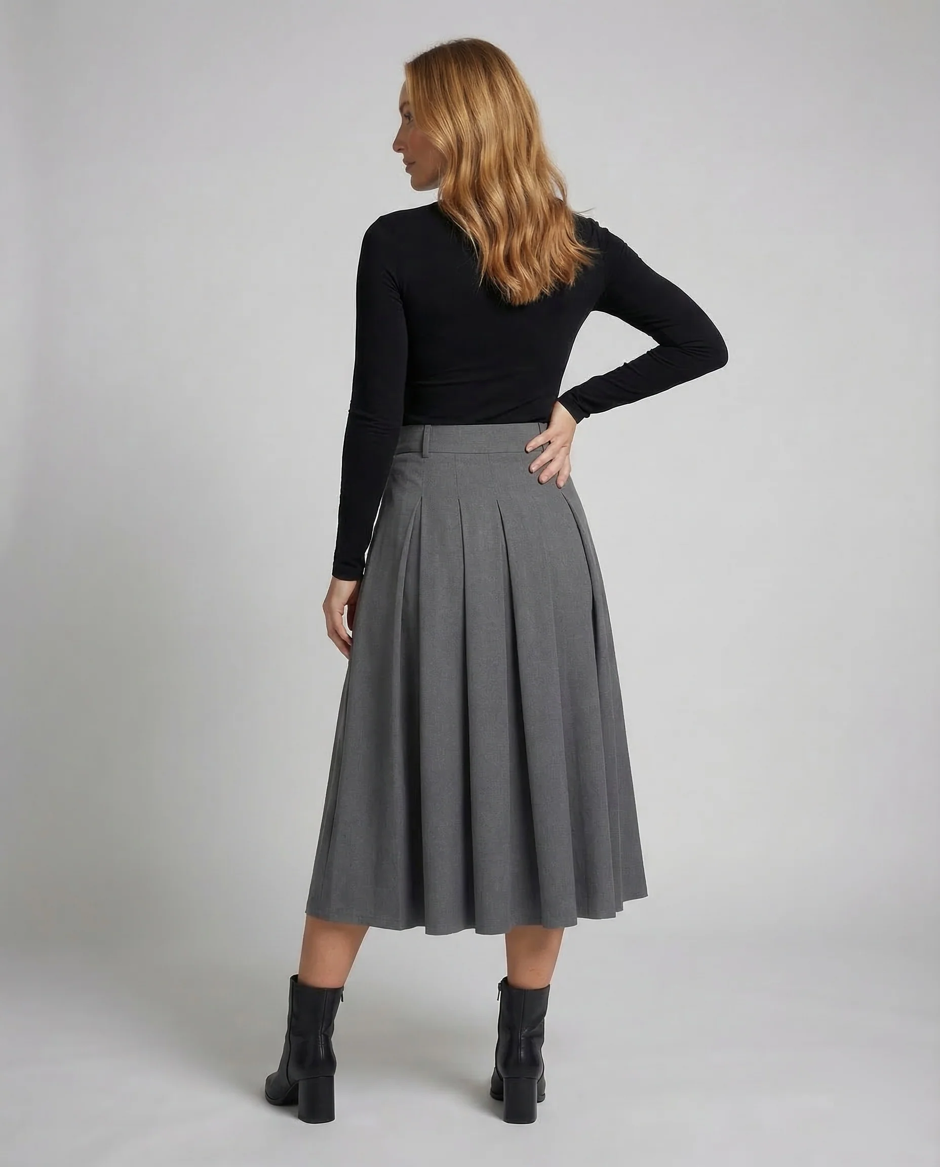 Damen Midirock Kellerfalten A Linie - Image 4