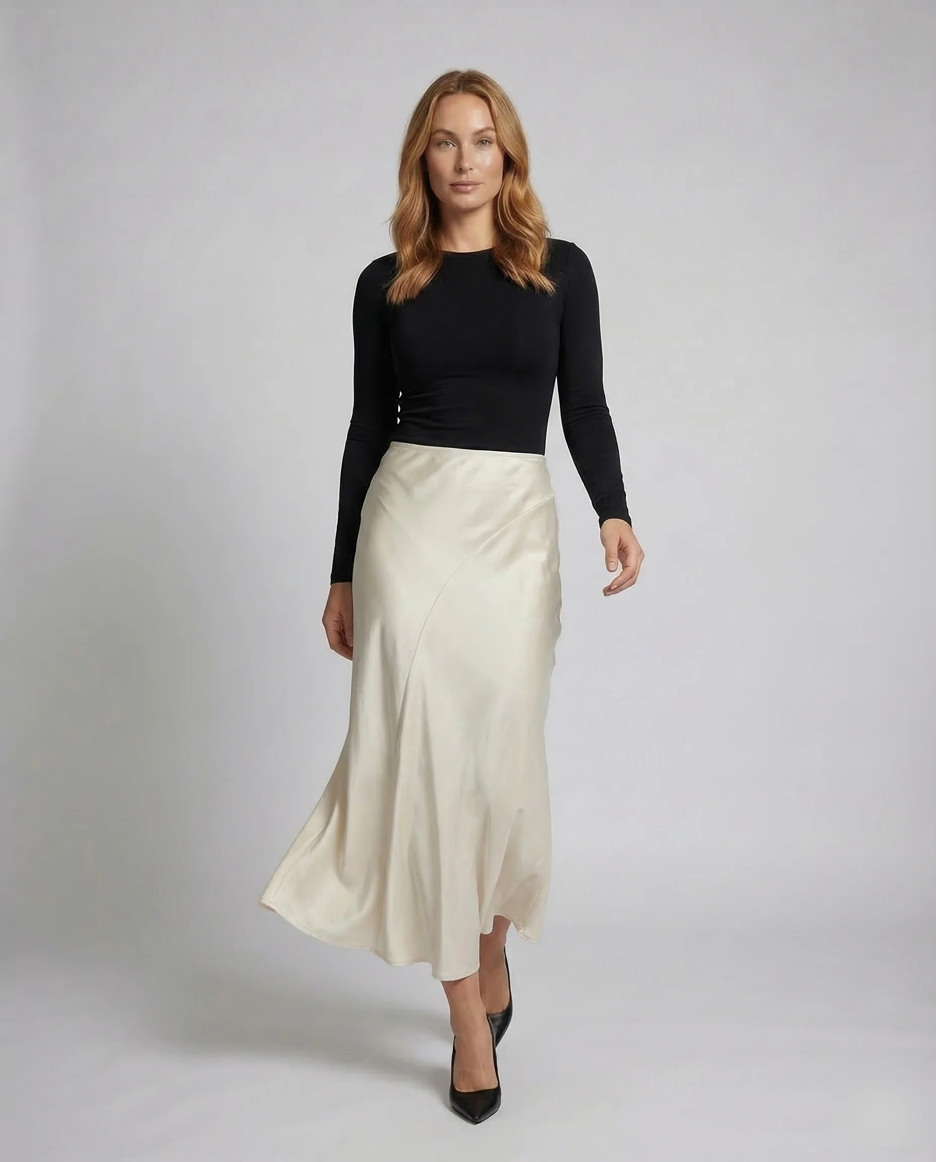 Damen Satin Maxirock Stretch - Image 2