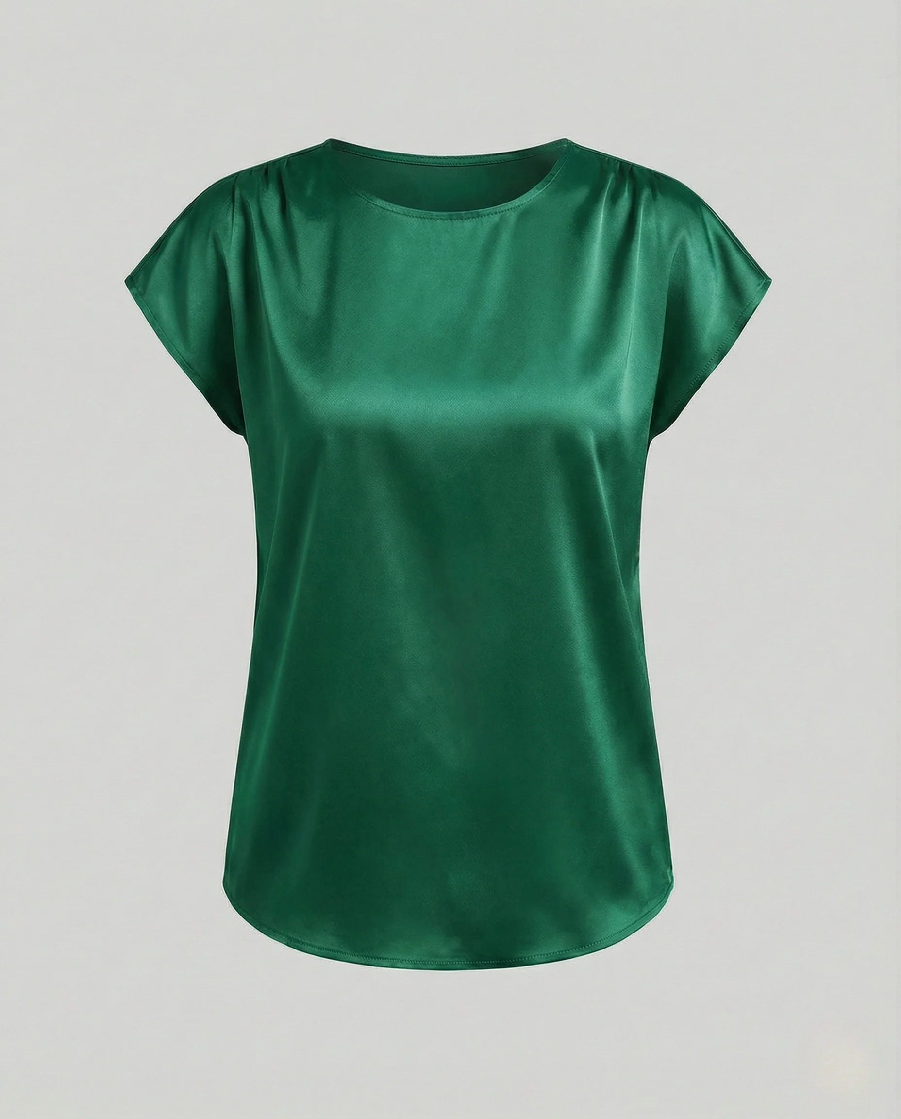 Satinbluse Damen Rundhals Seidenoptik - Image 6
