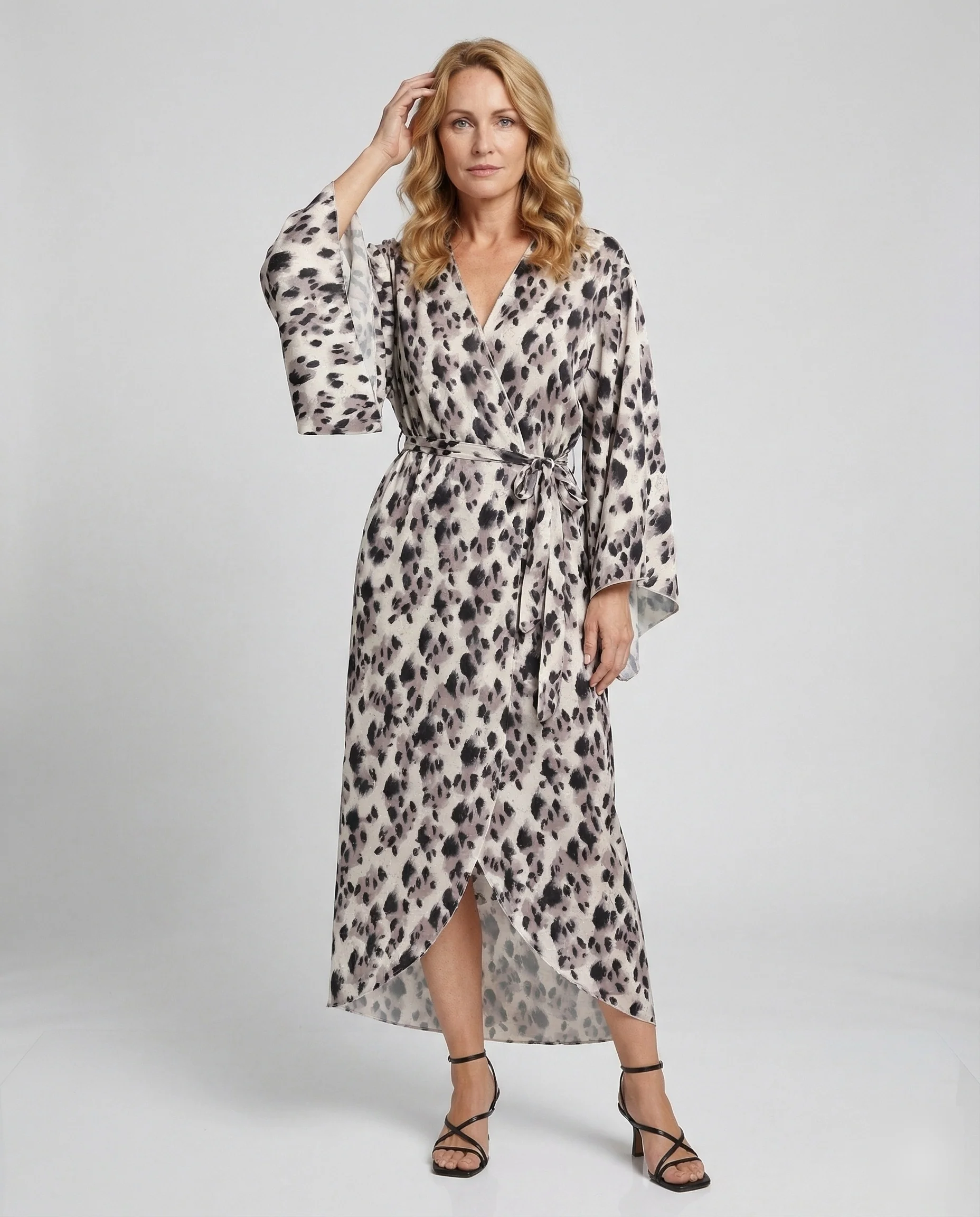 Freizeitkleid Damen Kimono Wickel