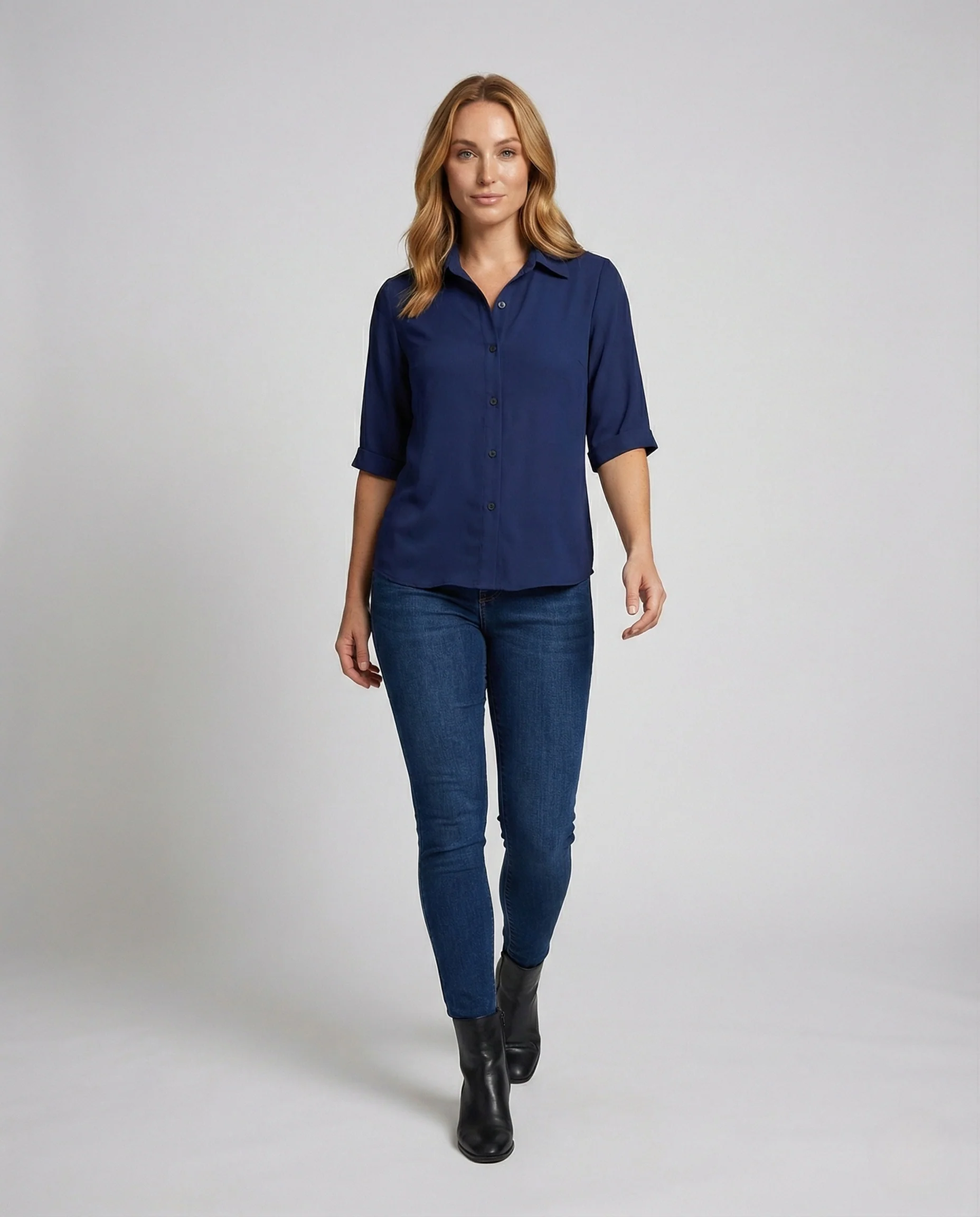 Damen Seidenartige Hemdbluse mit Viskose