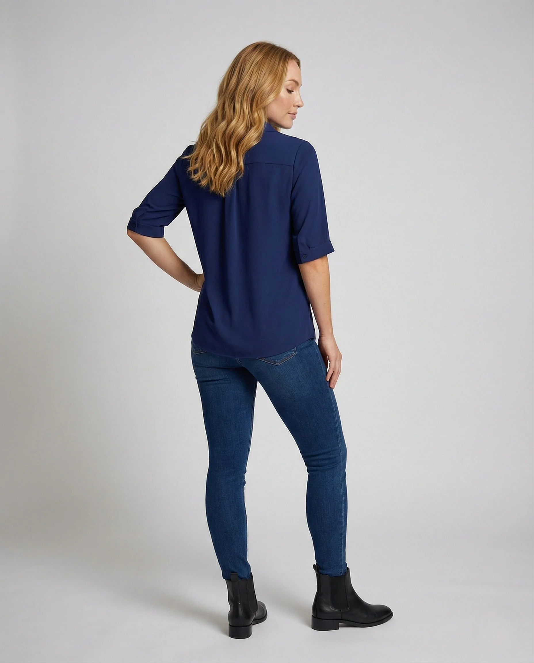 Damen Seidenartige Hemdbluse mit Viskose - Image 3