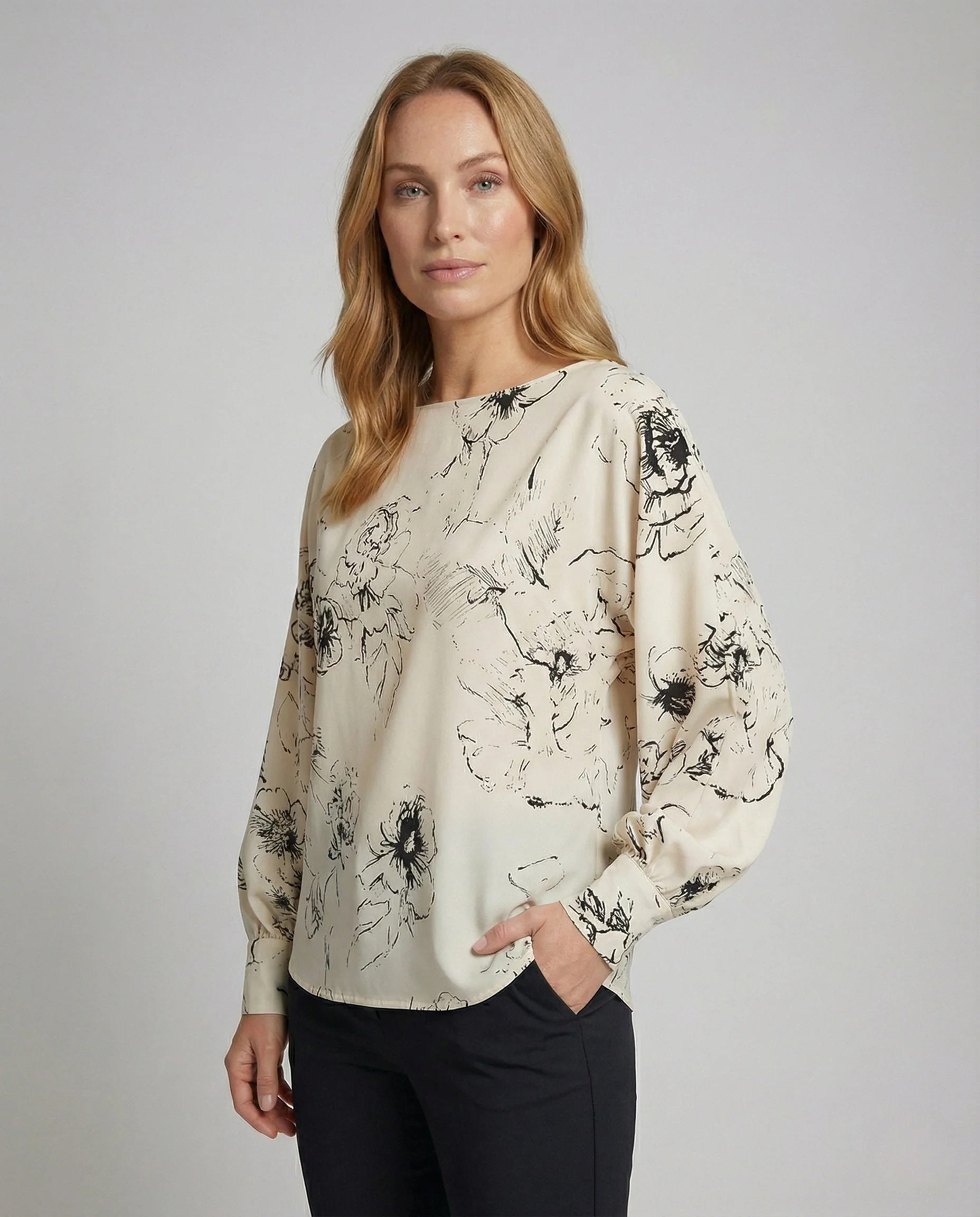 Damen Seidenoptik Bluse mit Floralem Print - Image 2