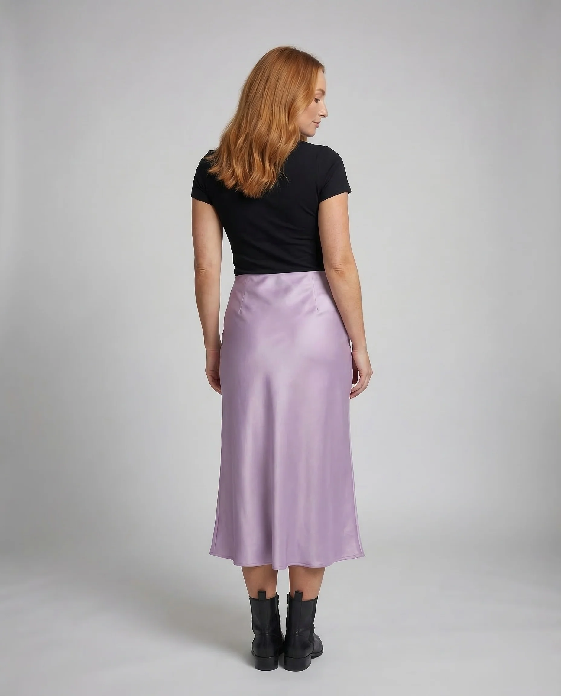 Damen Satin Midirock Bias - Image 4