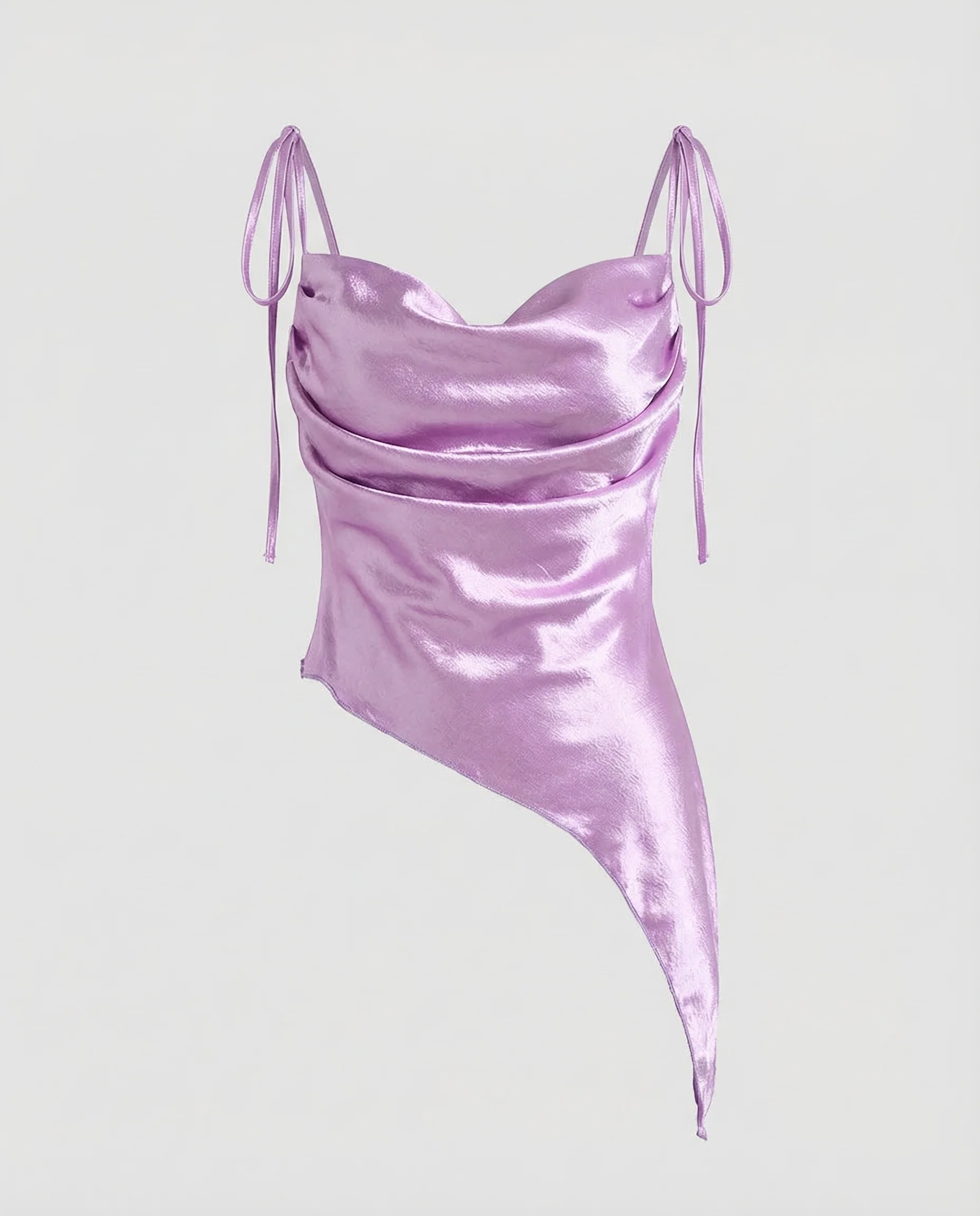 Damen Satin Top Asymmetrisch - Image 5