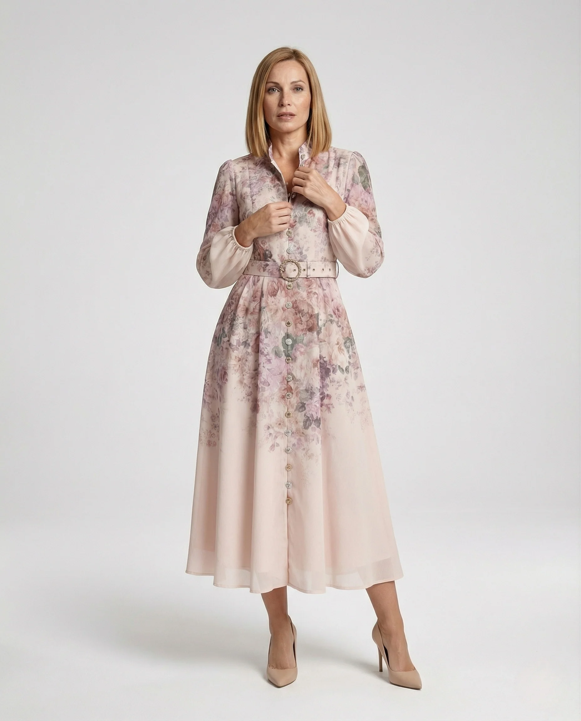 Seidig Glänzendes Midikleid Damen