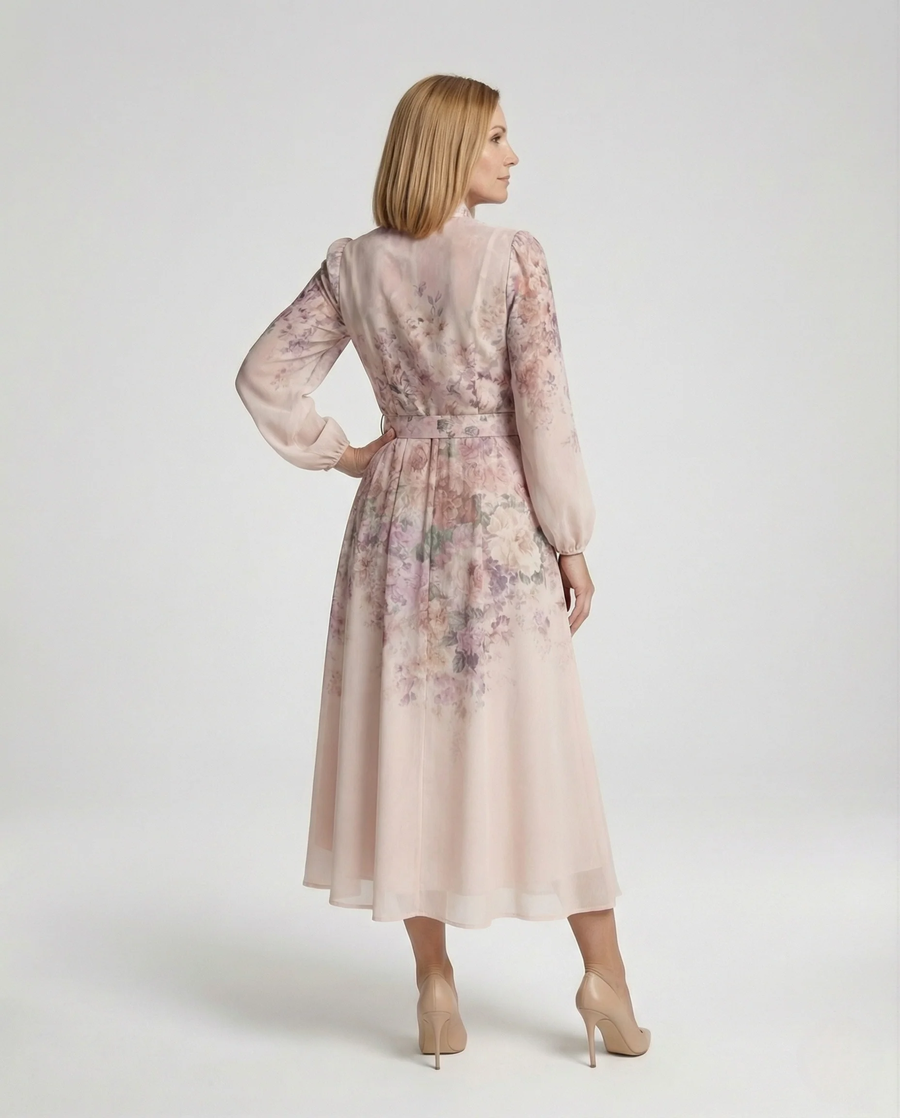 Seidig Glänzendes Midikleid Damen - Image 3