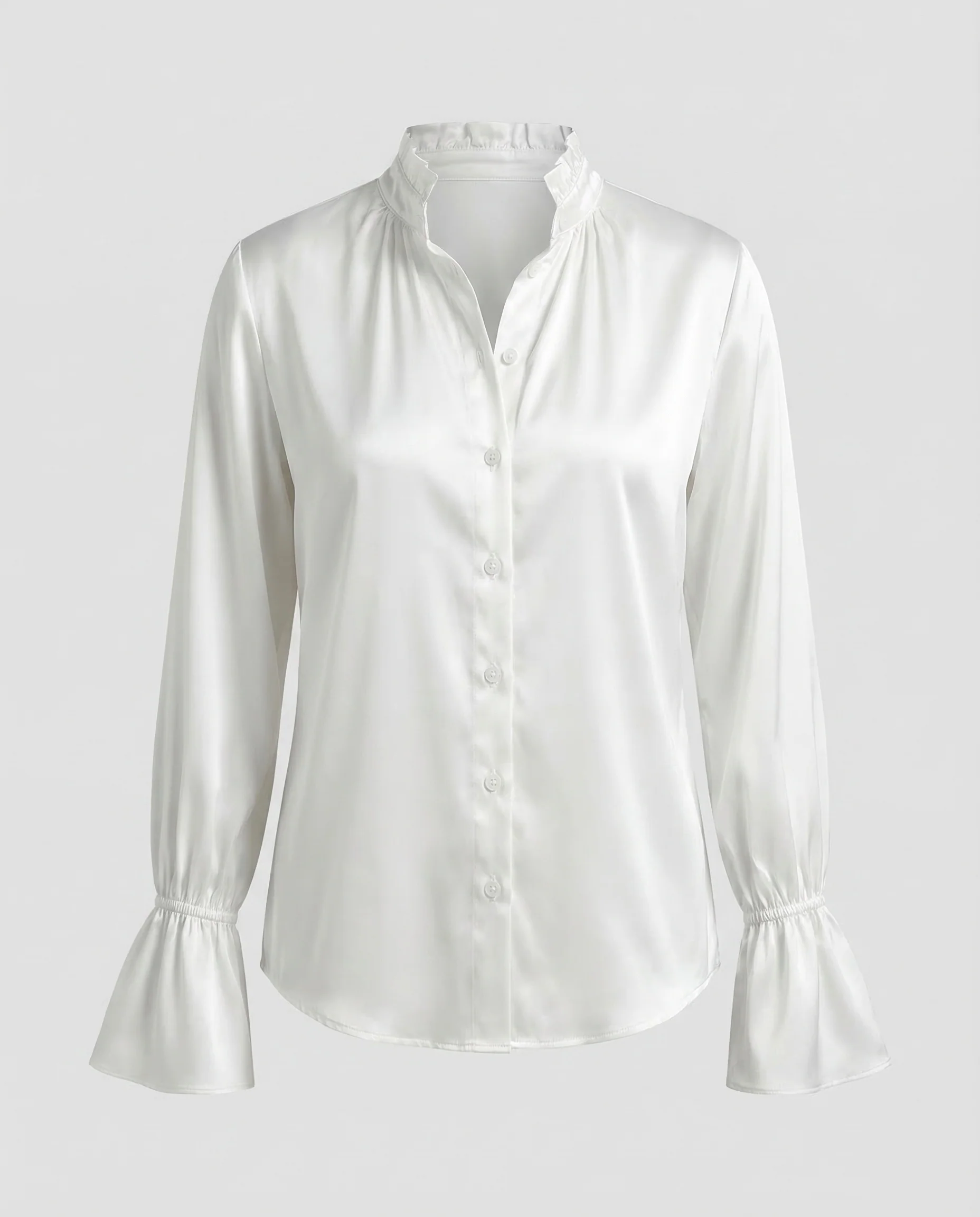 Damen Satinbluse Volant - Image 4