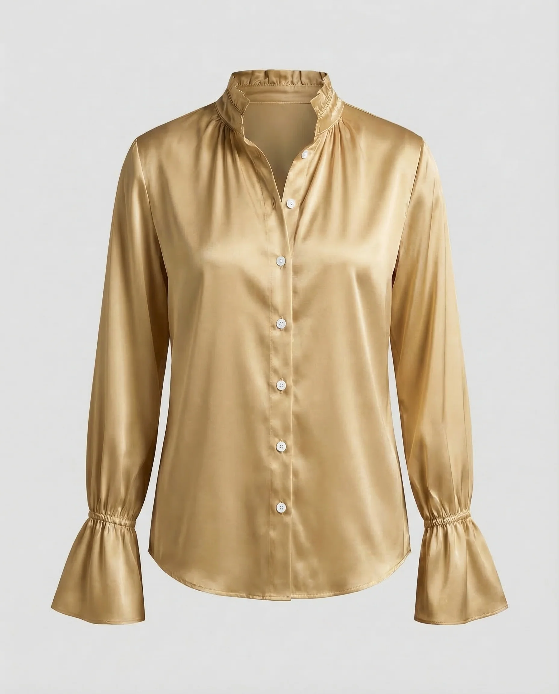 Damen Satinbluse Volant - Image 5