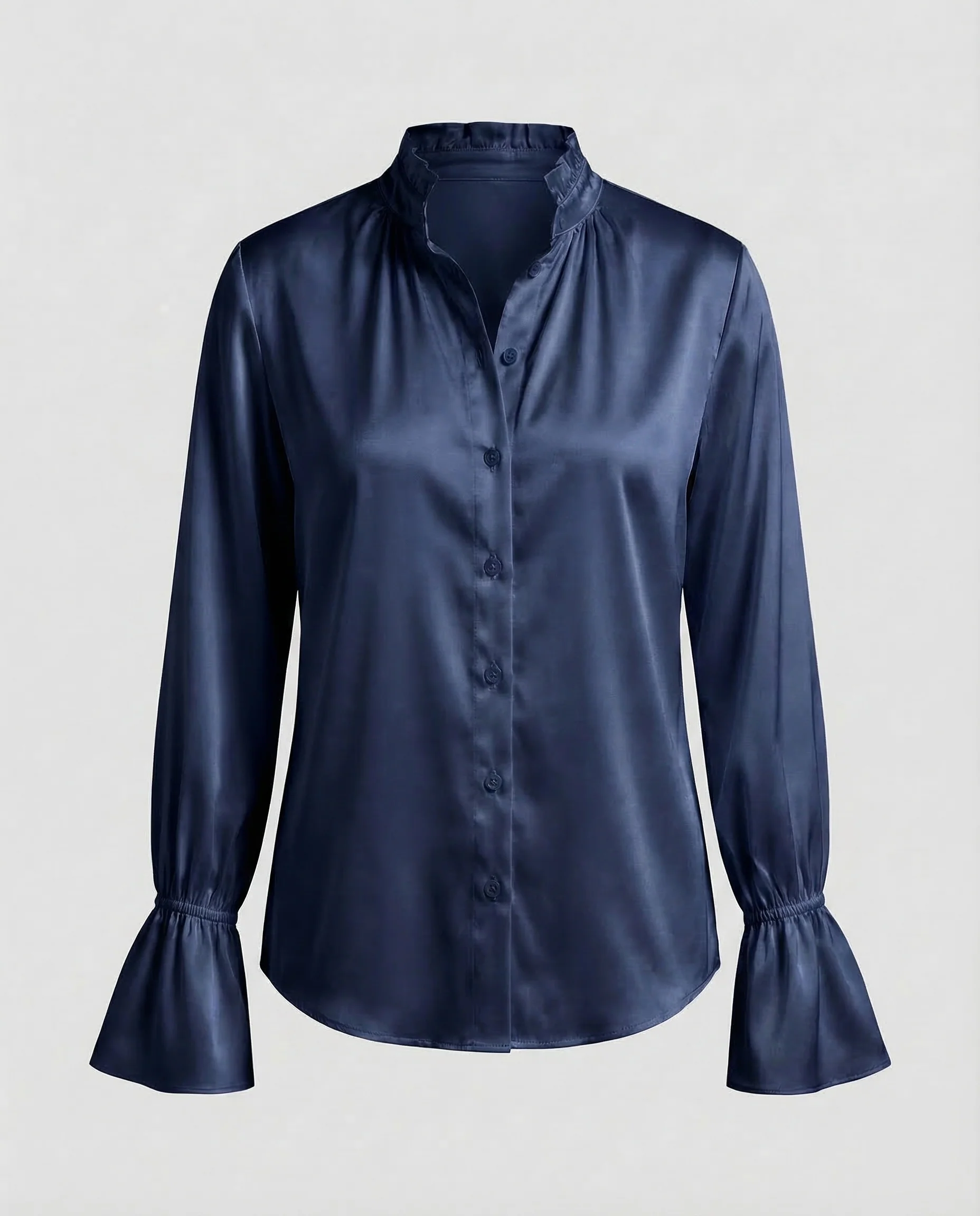 Damen Satinbluse Volant - Image 6