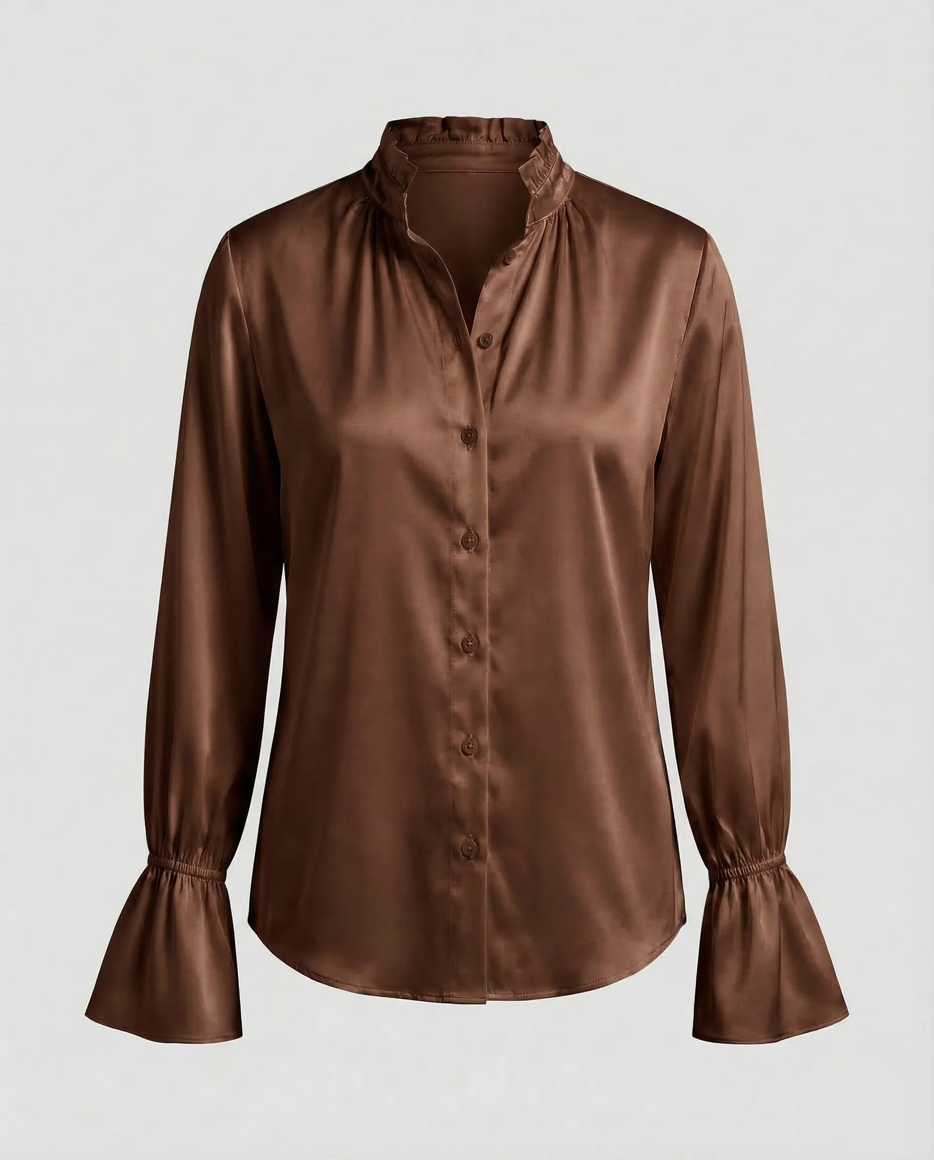 Damen Satinbluse Volant - Image 7