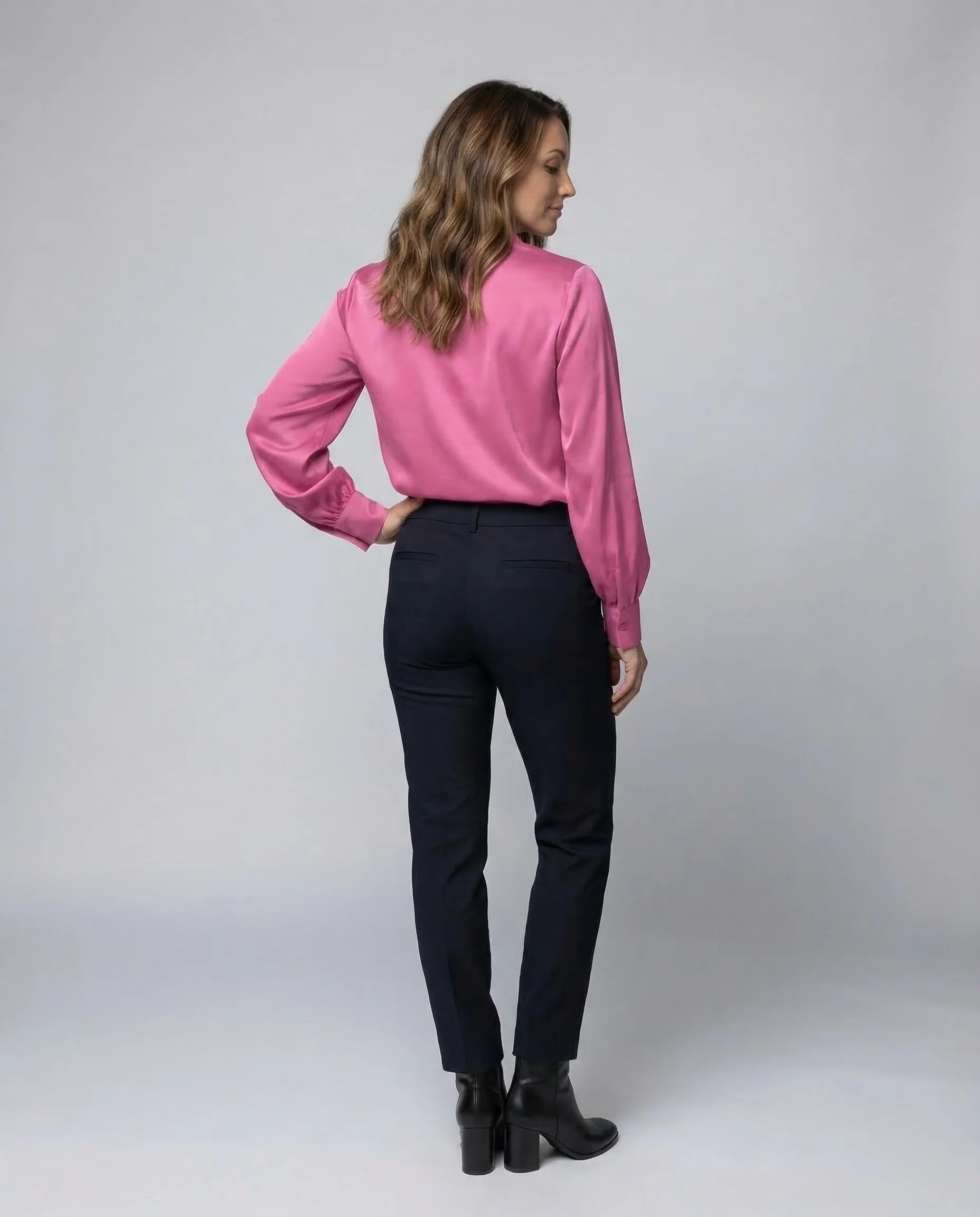 Damen Bluse Seidig V Ausschnitt - Image 3