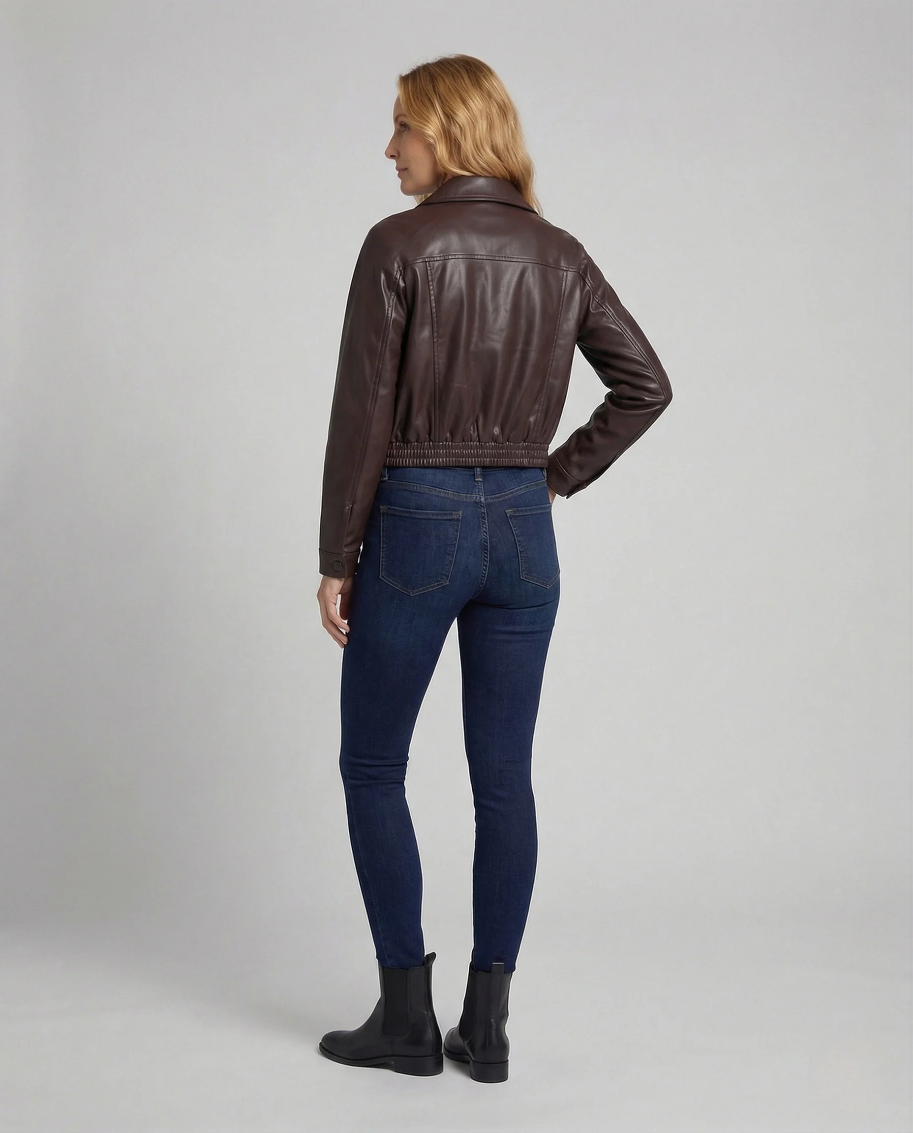 Damen Croppedjacke in Lederoptik - Image 4