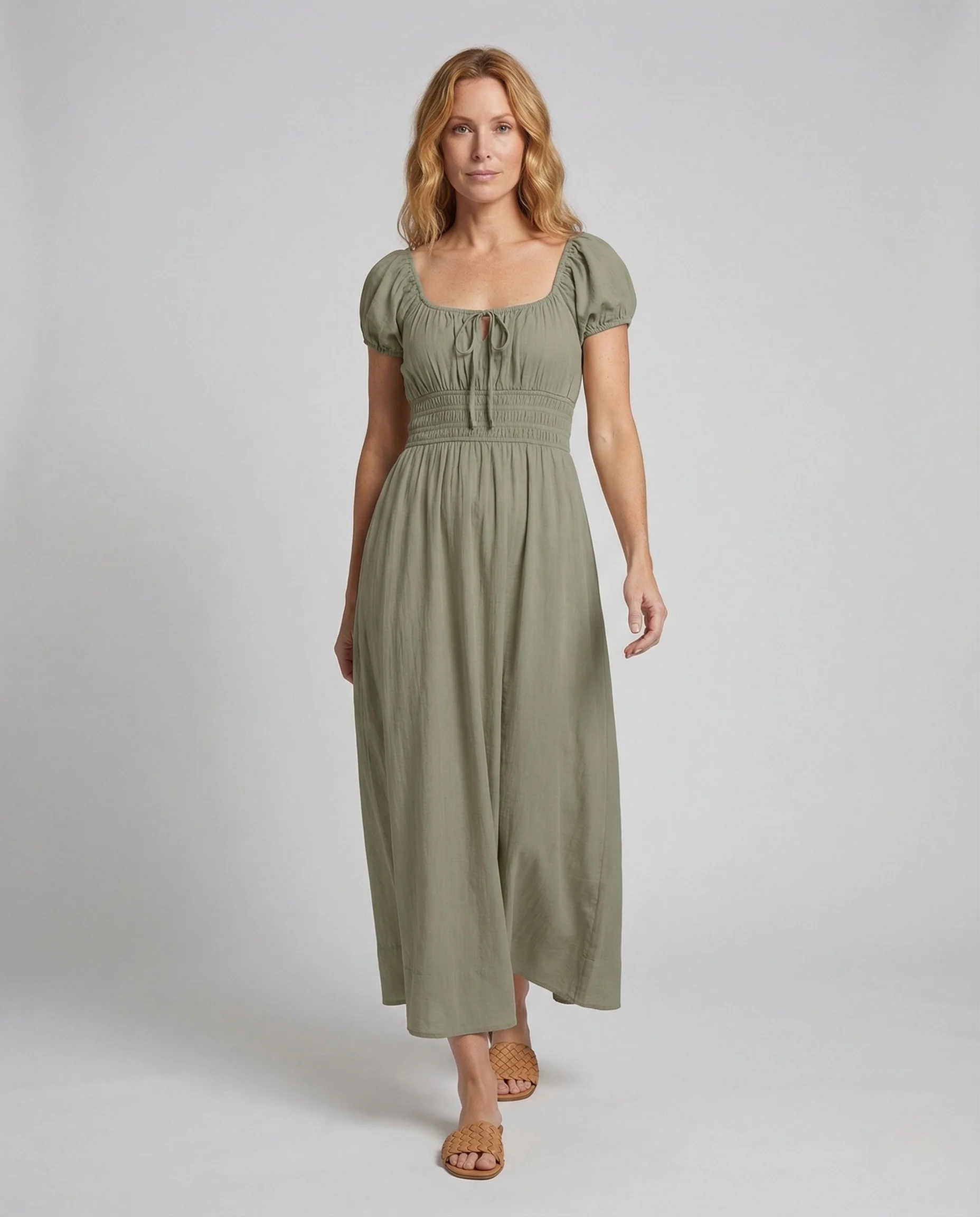 Damen Sommer Maxikleid mit Empire Taille