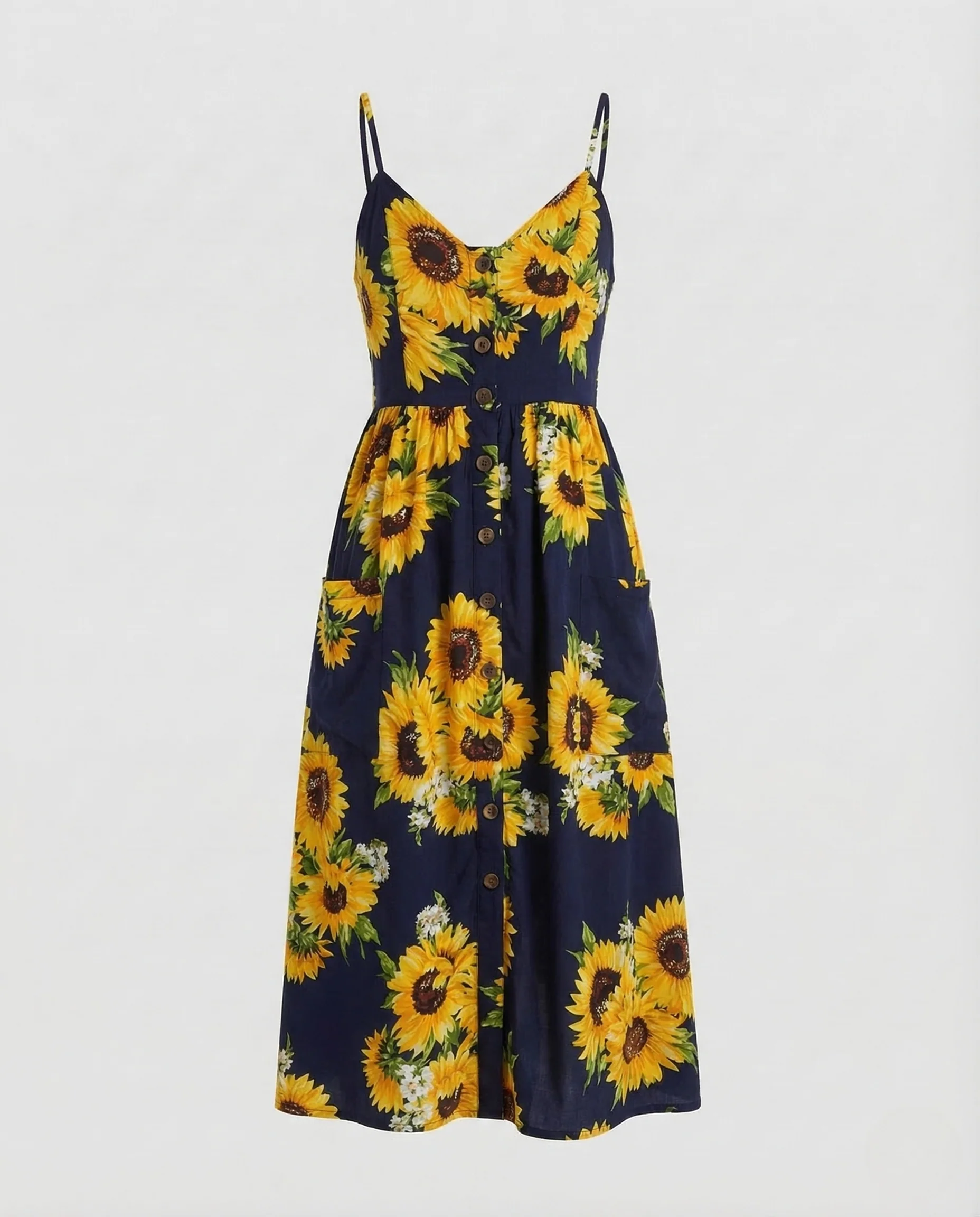 Damen Sommer Midikleid Spaghettiträger - Image 16