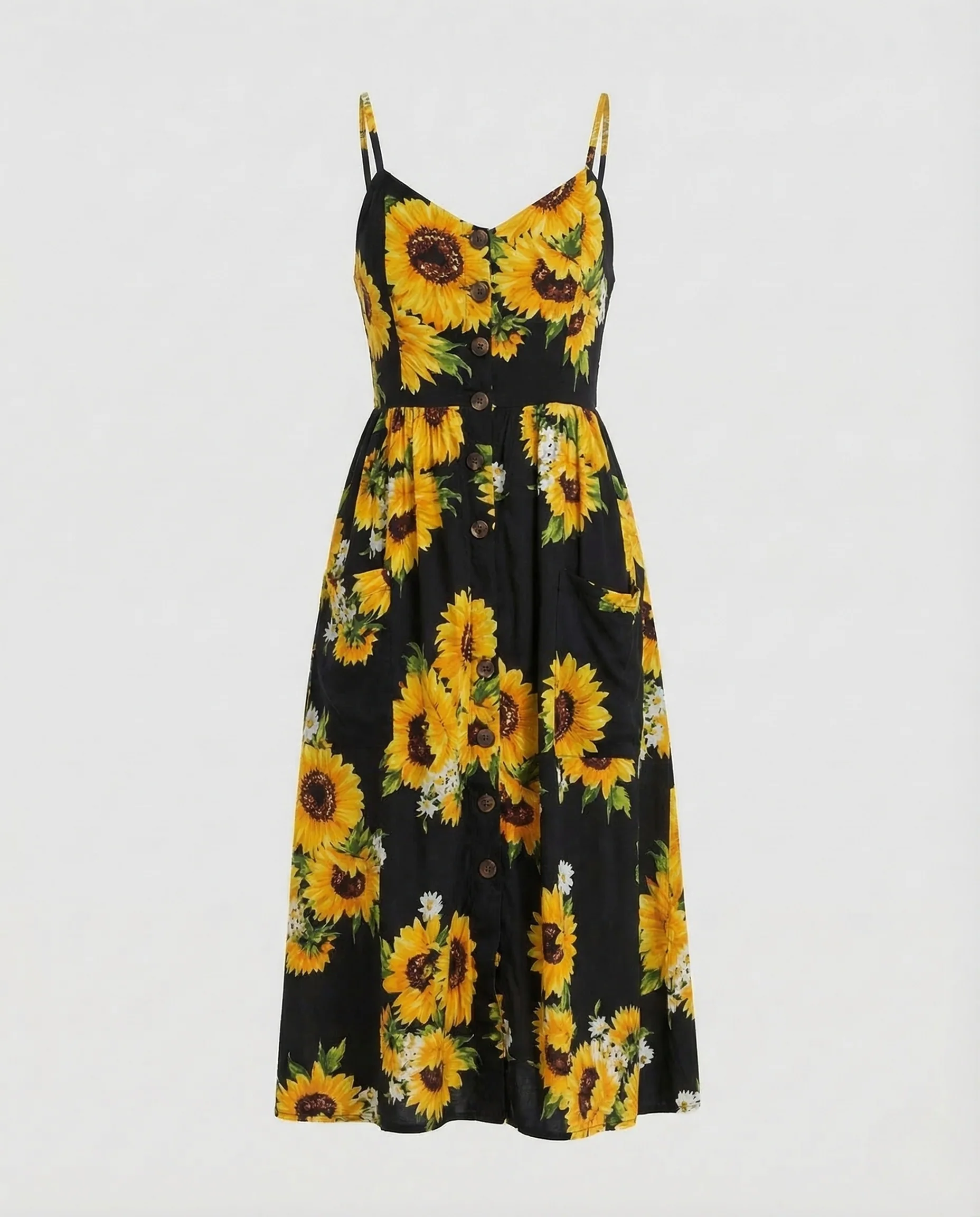 Damen Sommer Midikleid Spaghettiträger - Image 17