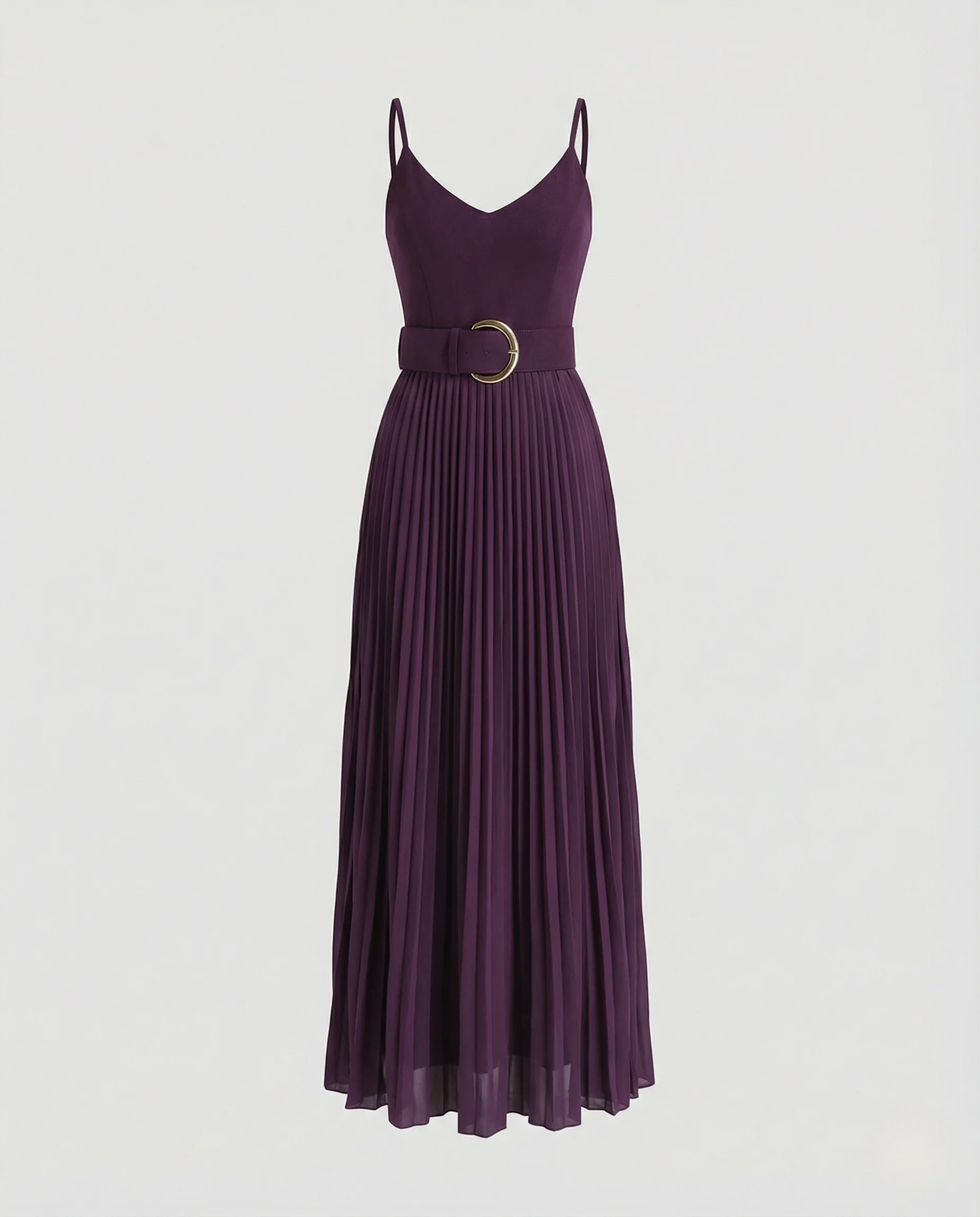 Damen Spaghettiträger Maxikleid mit Plisseerock - Image 4