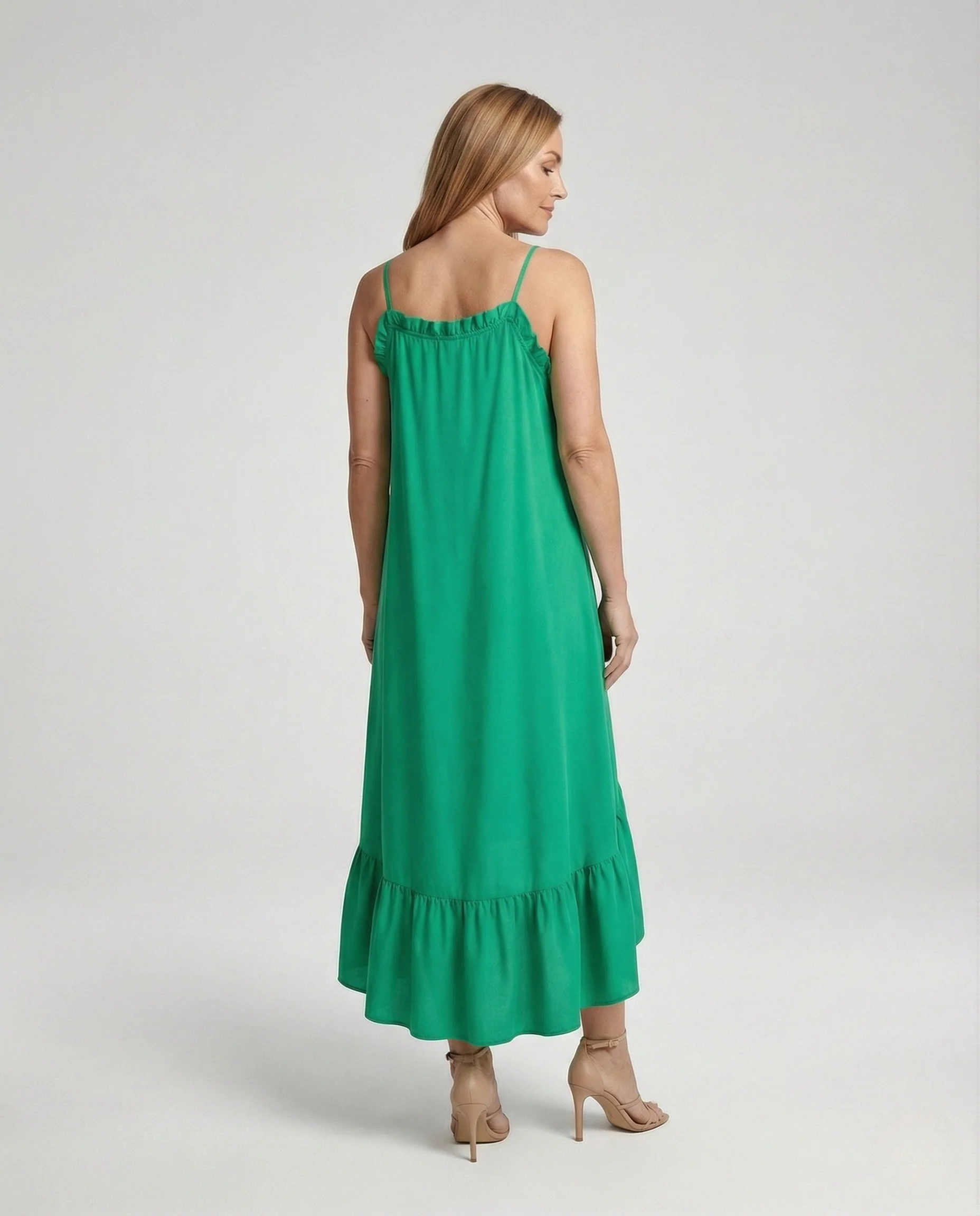 Spaghettiträger Maxikleid Damen Mit Volant - Image 4