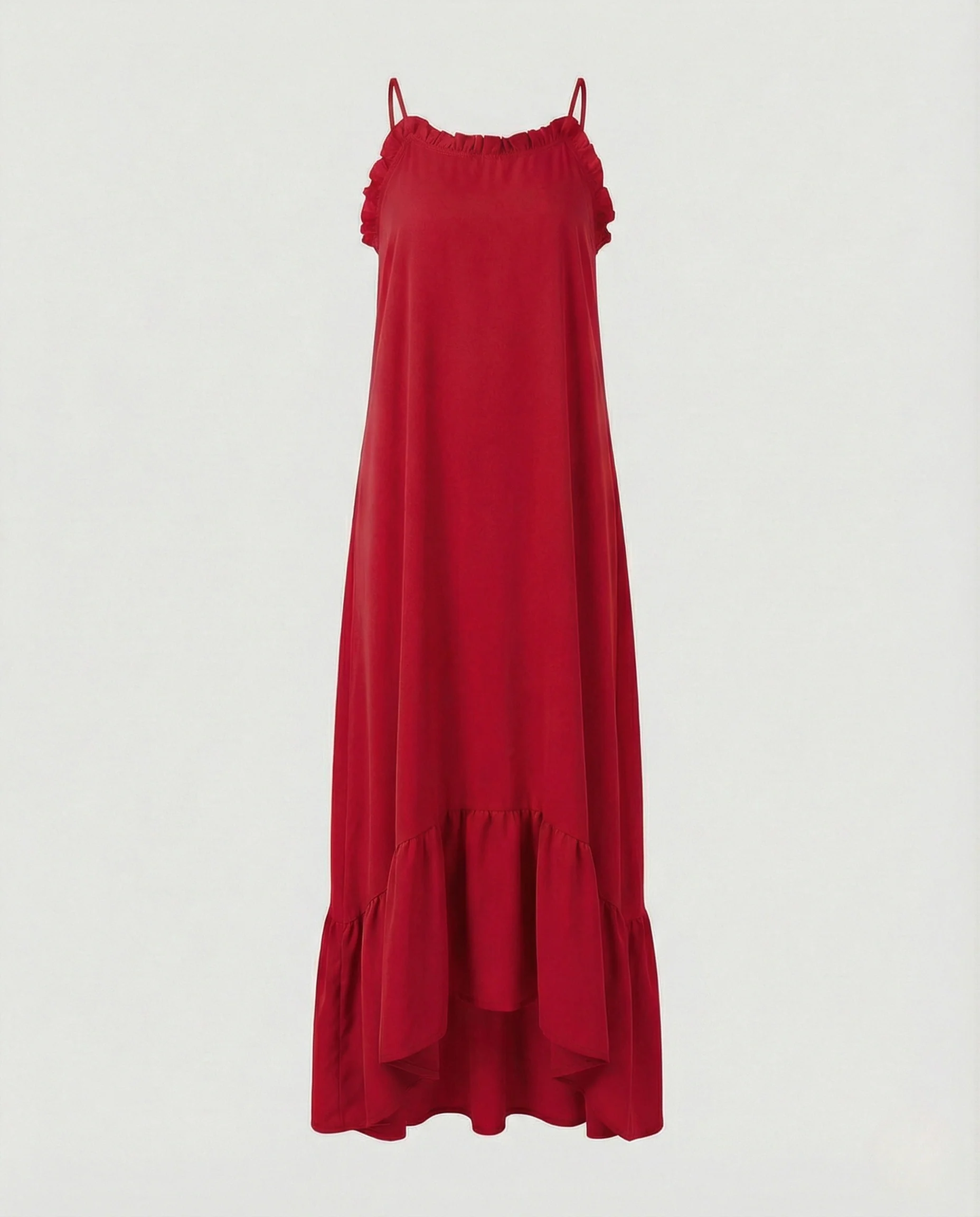 Spaghettiträger Maxikleid Damen Mit Volant - Image 7