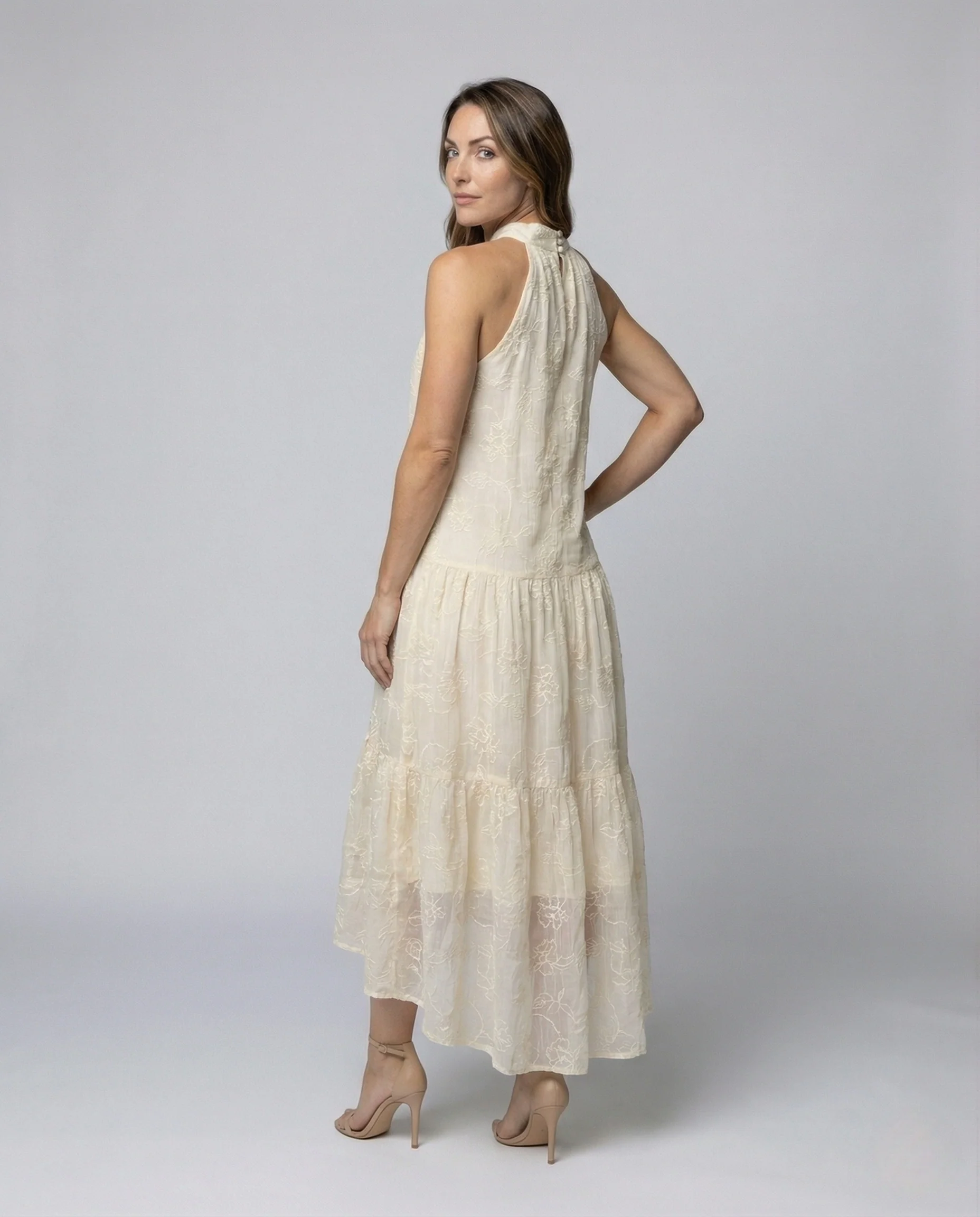 Damen Spitzen Maxikleid mit Stehkragen - Image 4
