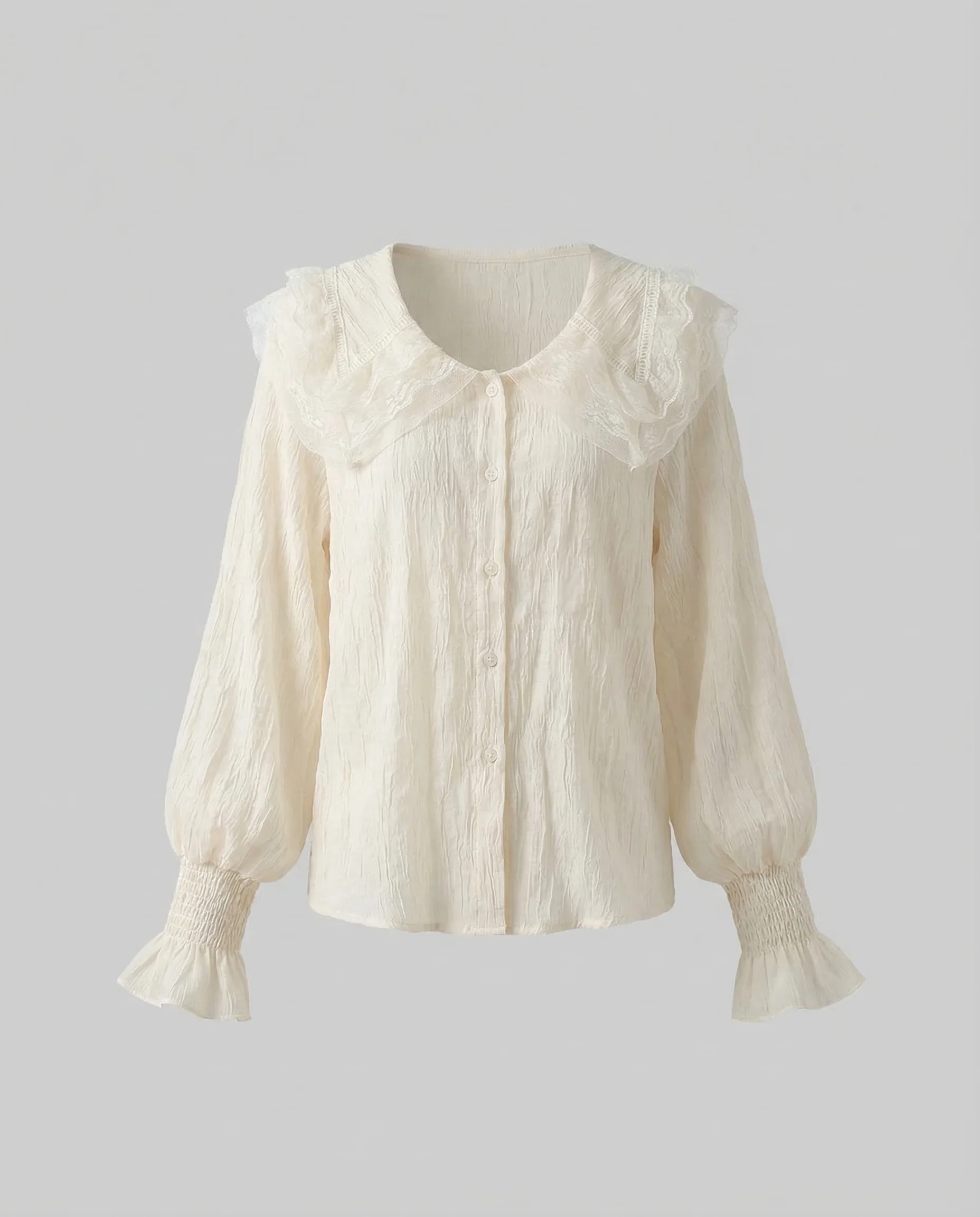 Damen Volantbluse Spitzenkragen - Image 5