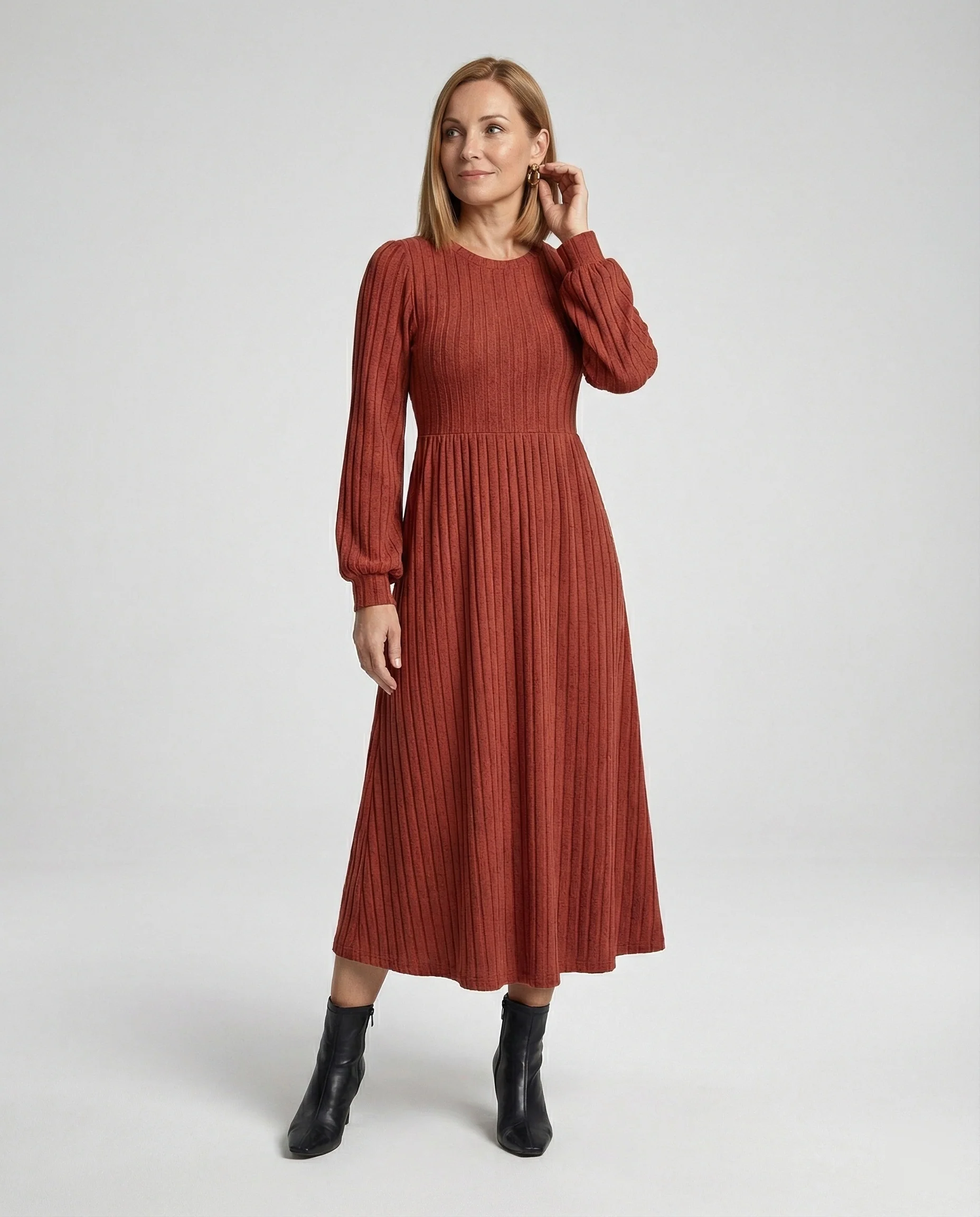 Damen Maxikleid Strick mit Gürtel - Image 4