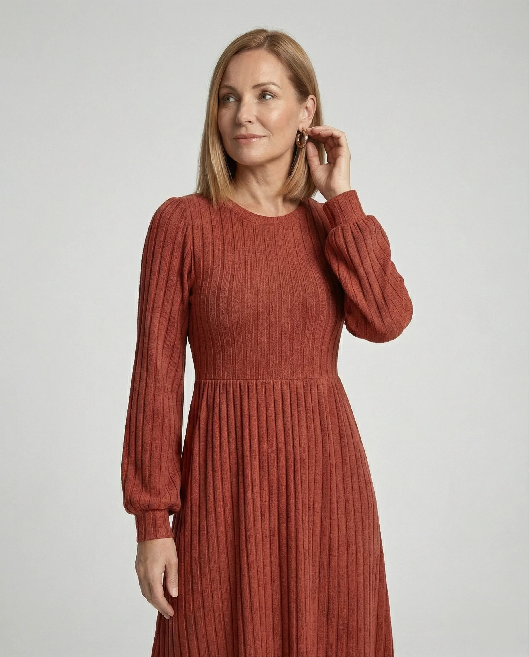 Damen Maxikleid Strick mit Gürtel - Image 5