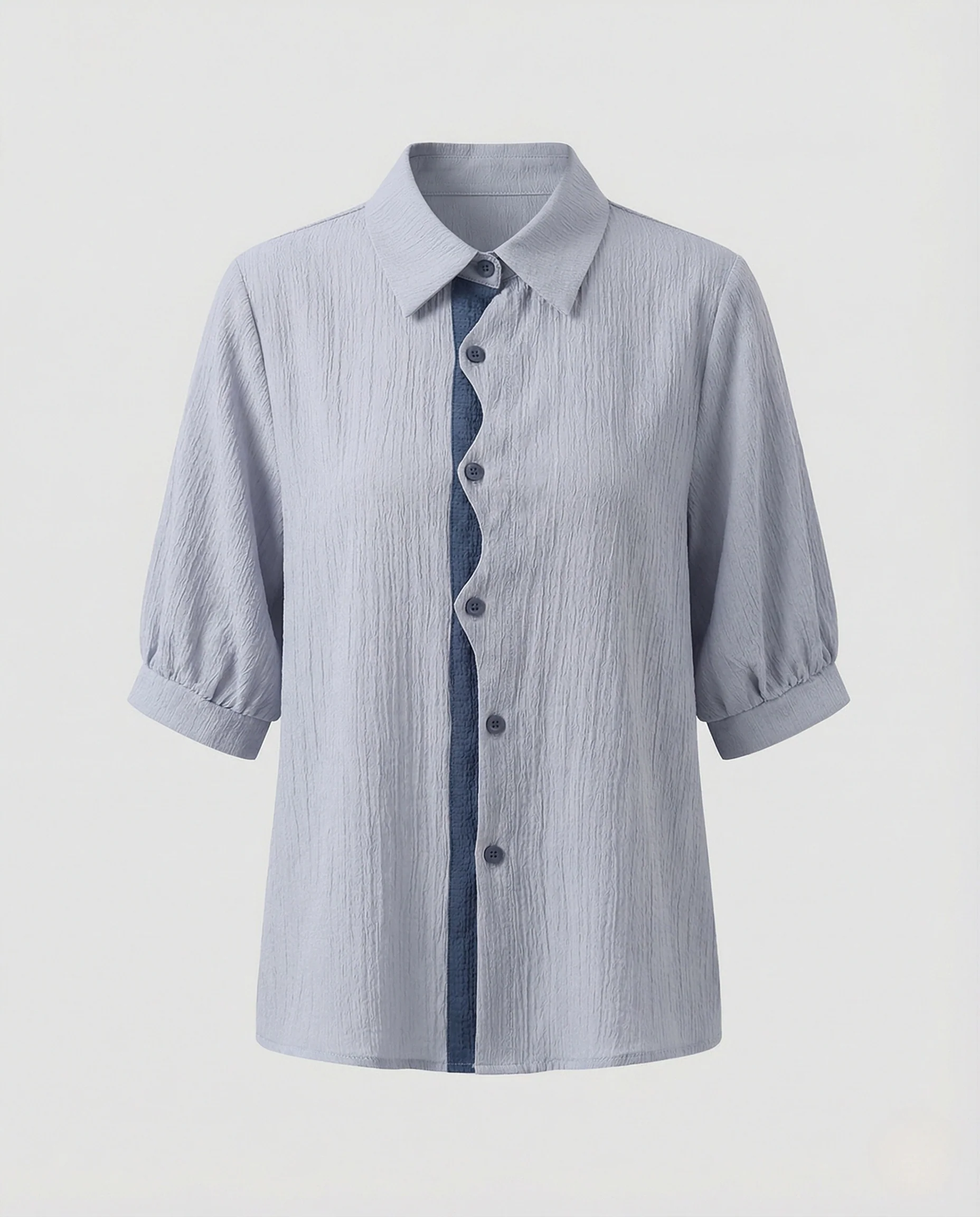 Damen Strukturierte Bluse mit Puffärmeln - Image 4