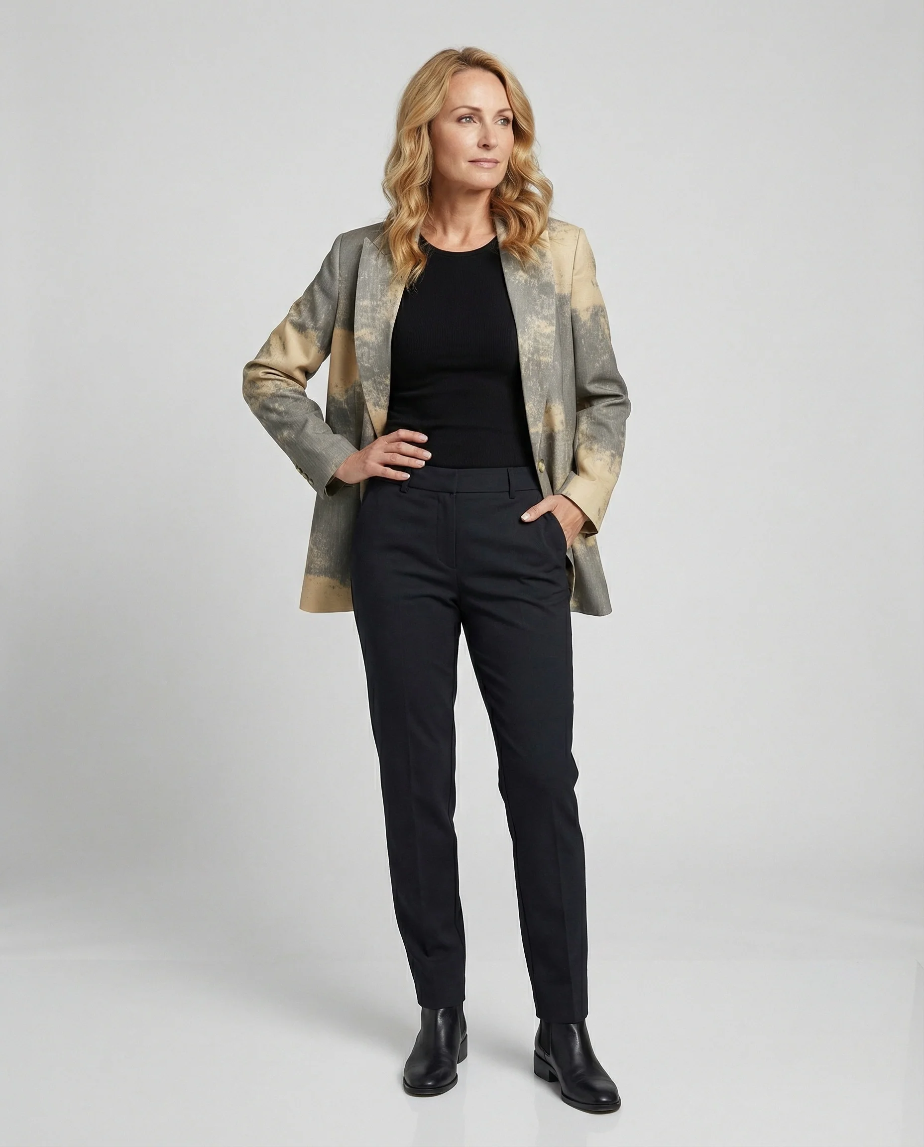 Damen Oversize Blazer strukturiert mit Revers