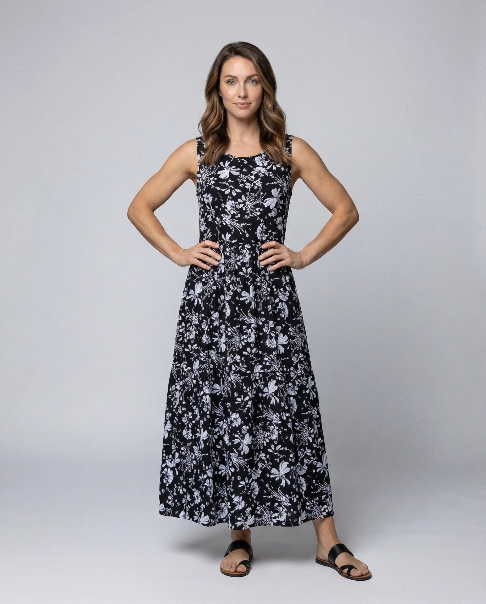 Damen Stufen Maxikleid mit Schmetterlingsprint