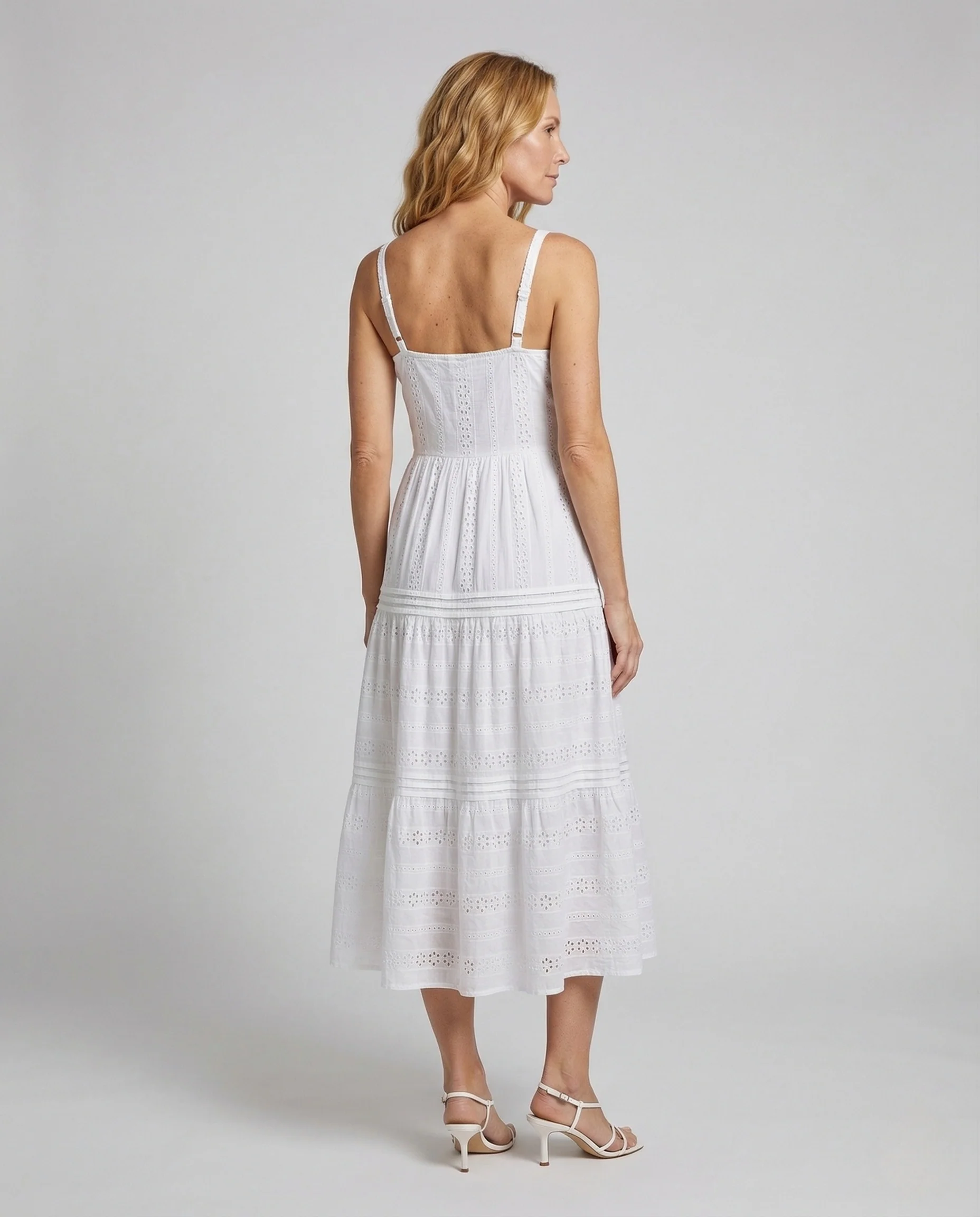 Damen Spitzen Stufenkleid mit Spaghettiträgern - Image 4