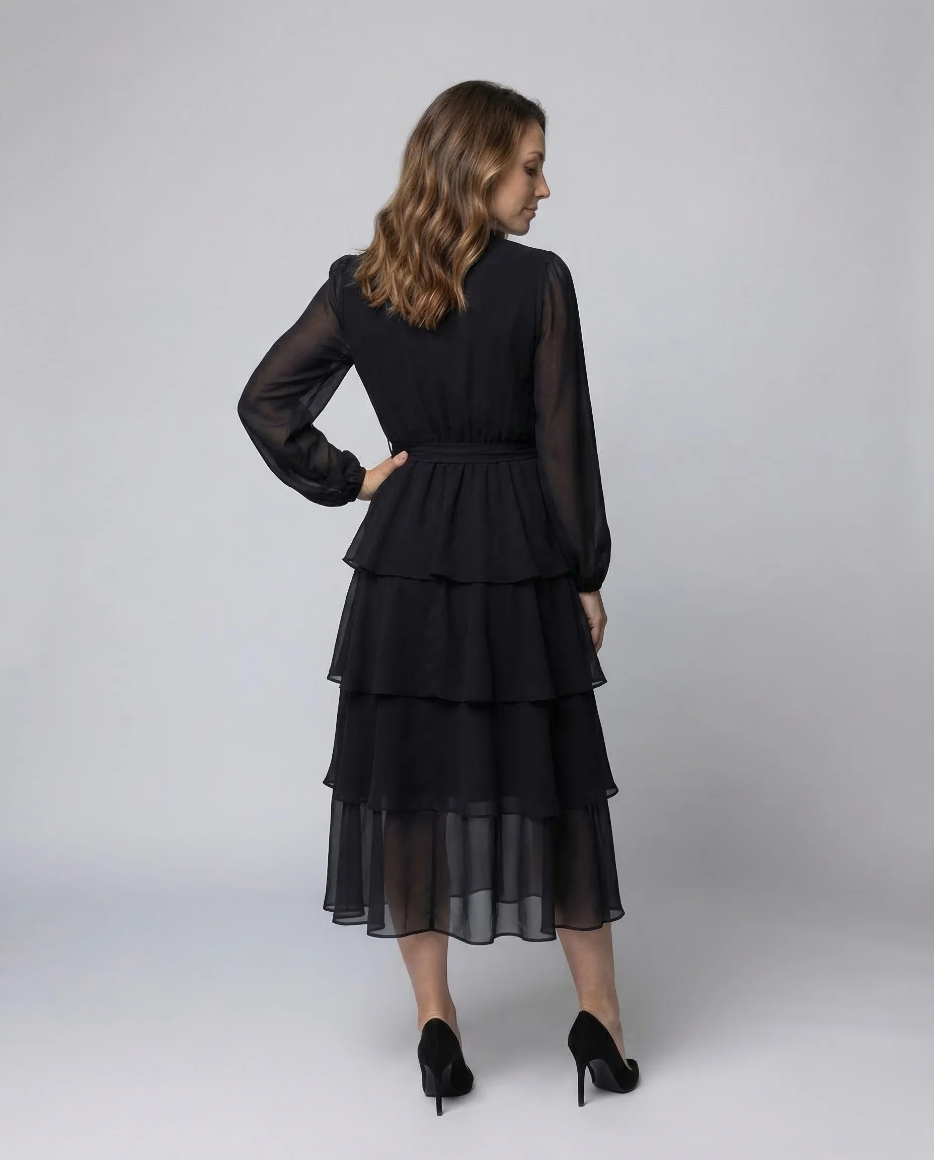 Freizeitkleid Damen Chiffon Midikleid - Image 4