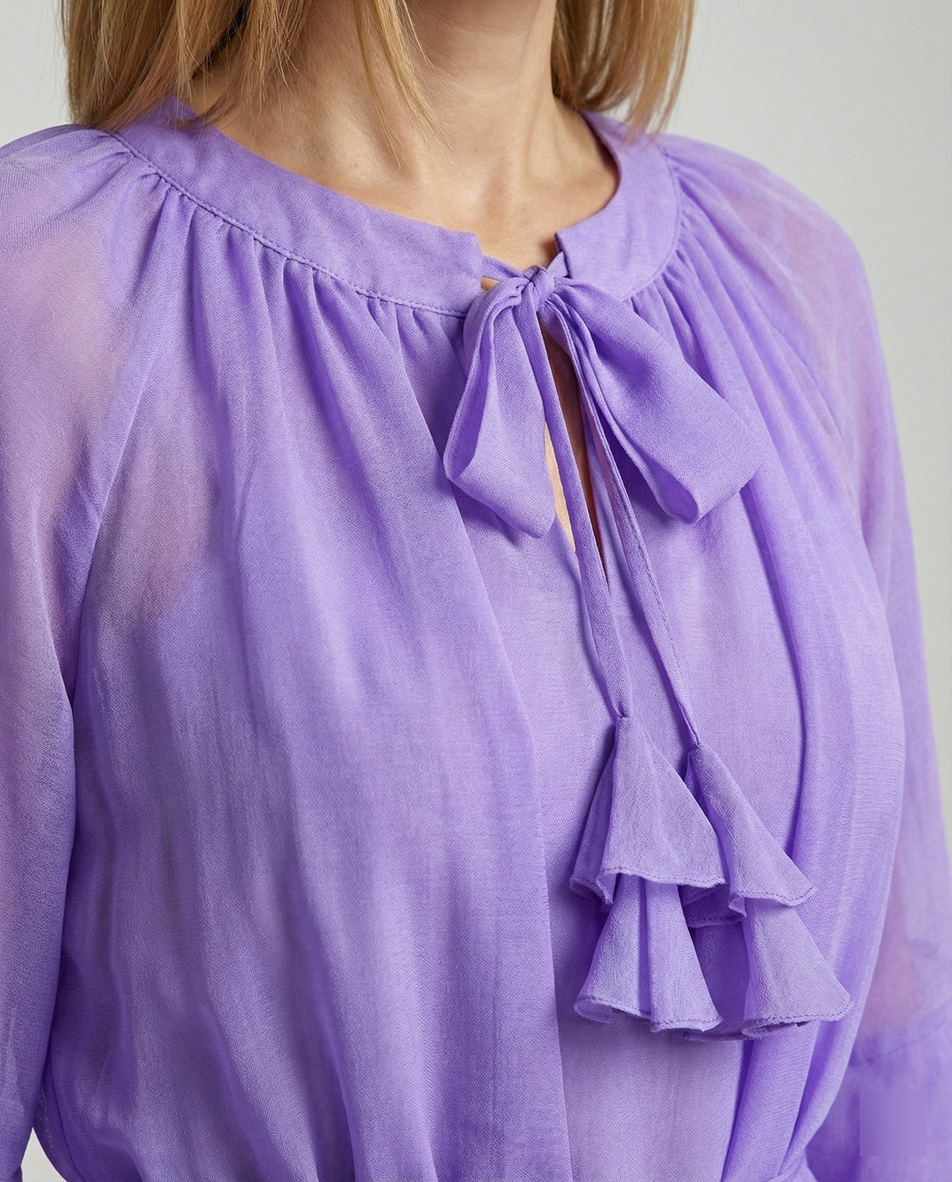 Freizeitkleid Damen Chiffon Volantkleid - Image 4