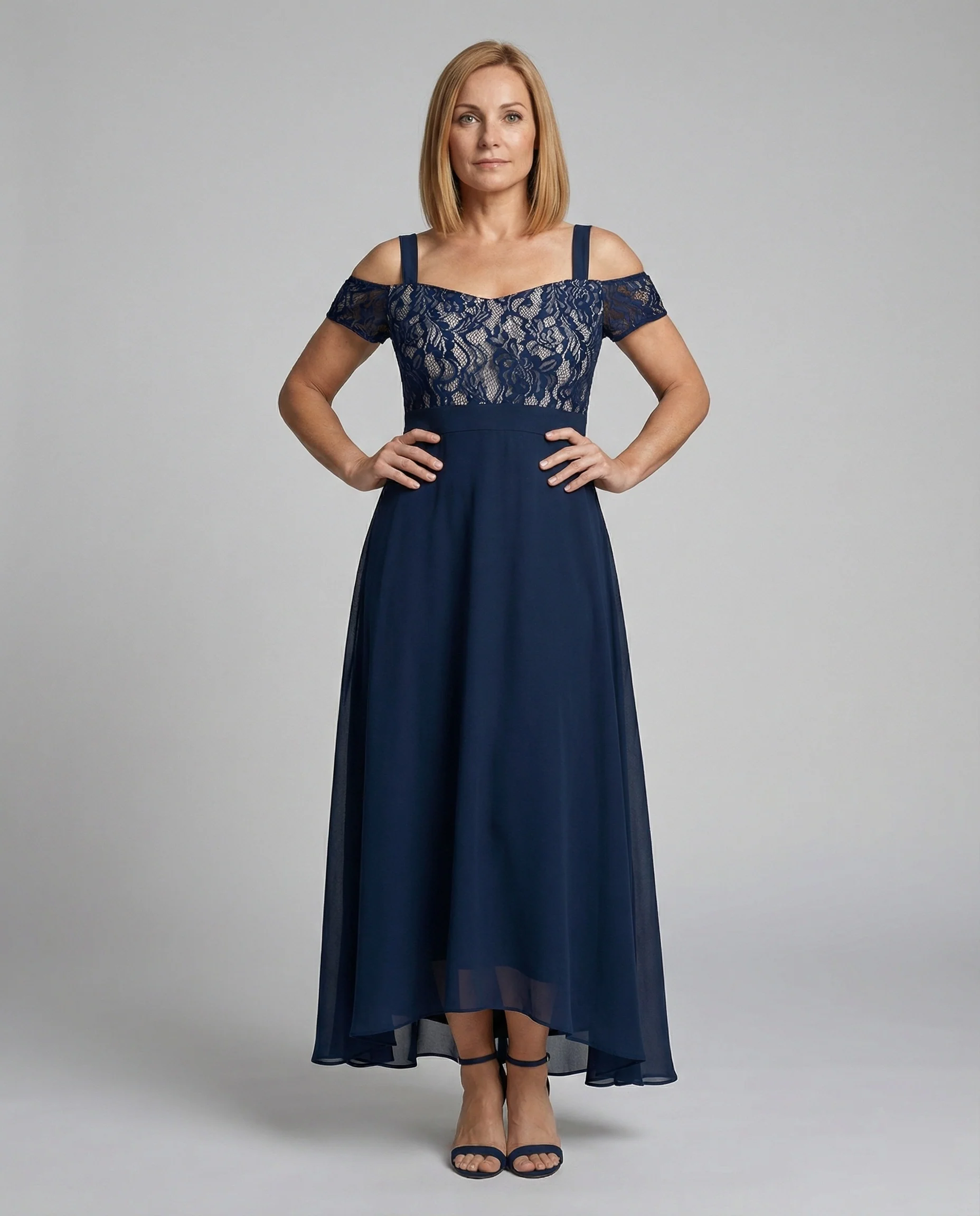 Damen Abendkleid Spitze Chiffon lang - Image 3