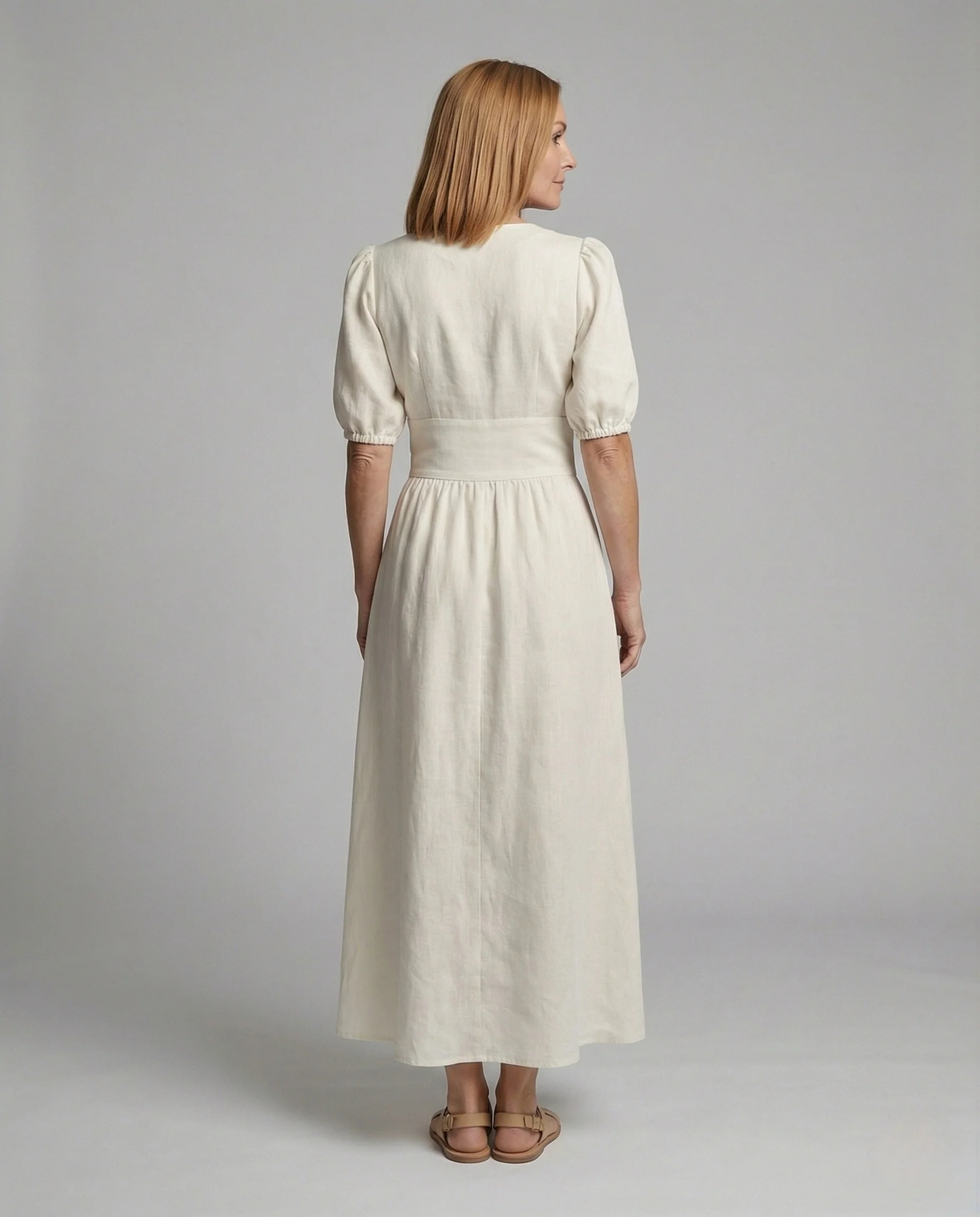 Damen Taillenbetontes Maxikleid mit Puffärmeln - Image 4