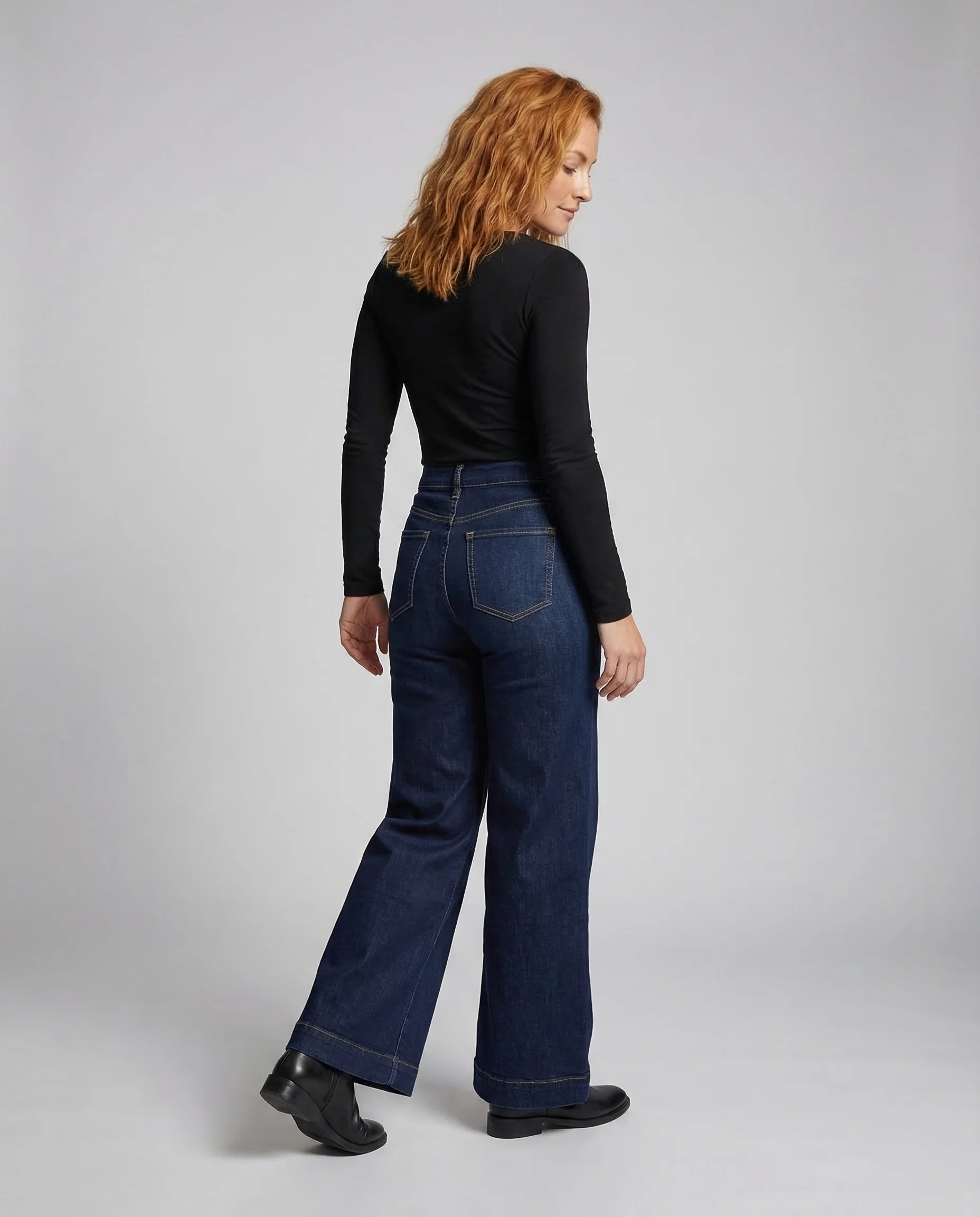 Damen Palazzo Jeans Elastisch - Image 4