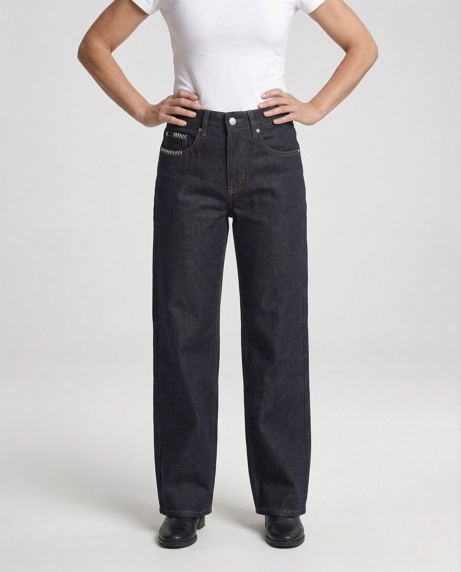 Damen Palazzo Jeans Unverwaschen - Image 2